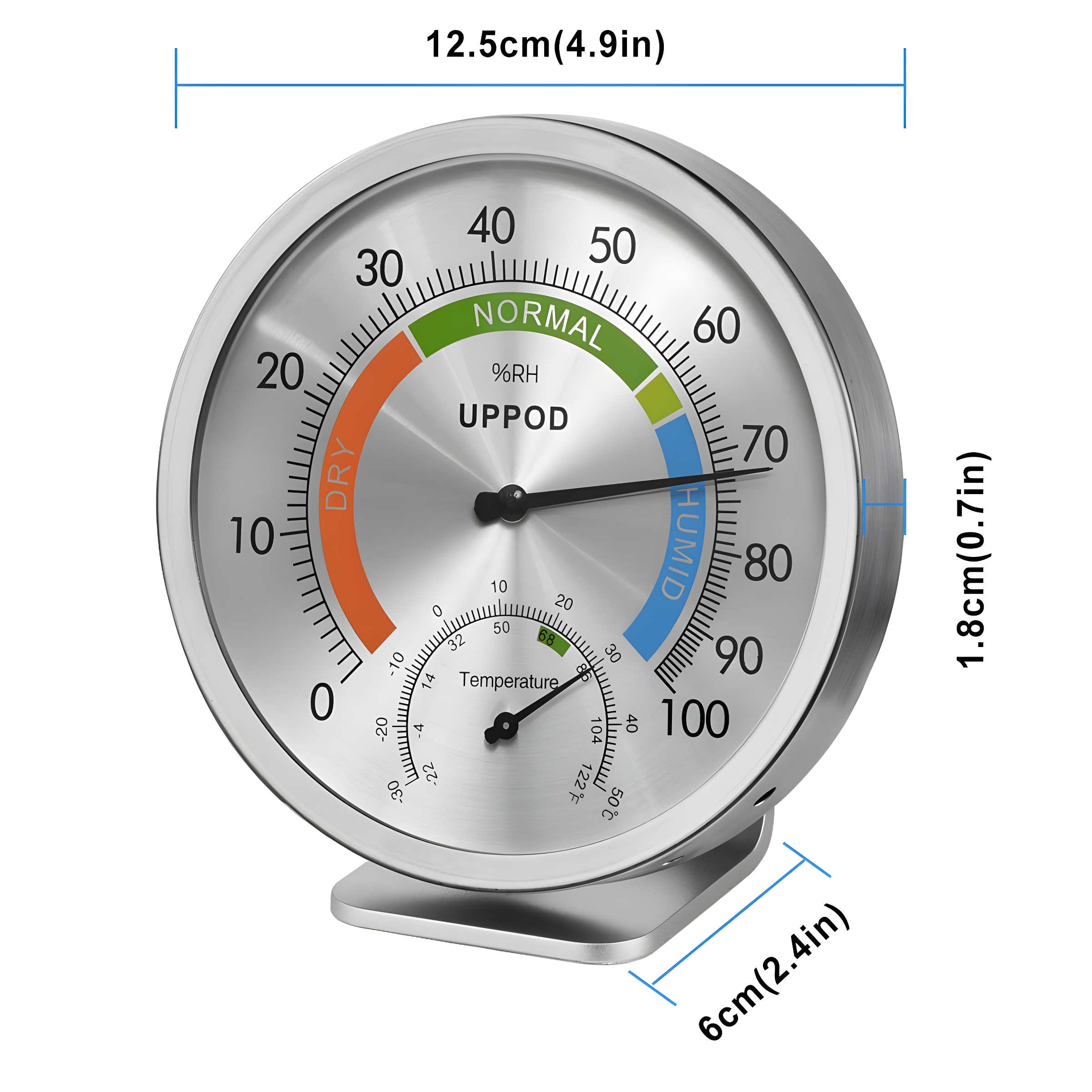 5" Indoor Outdoor Hygrometer/Thermometer, Humidity Gauge Indicator Temperature Humidity Monitor, Analog Hygrometer Humidor (English Version)