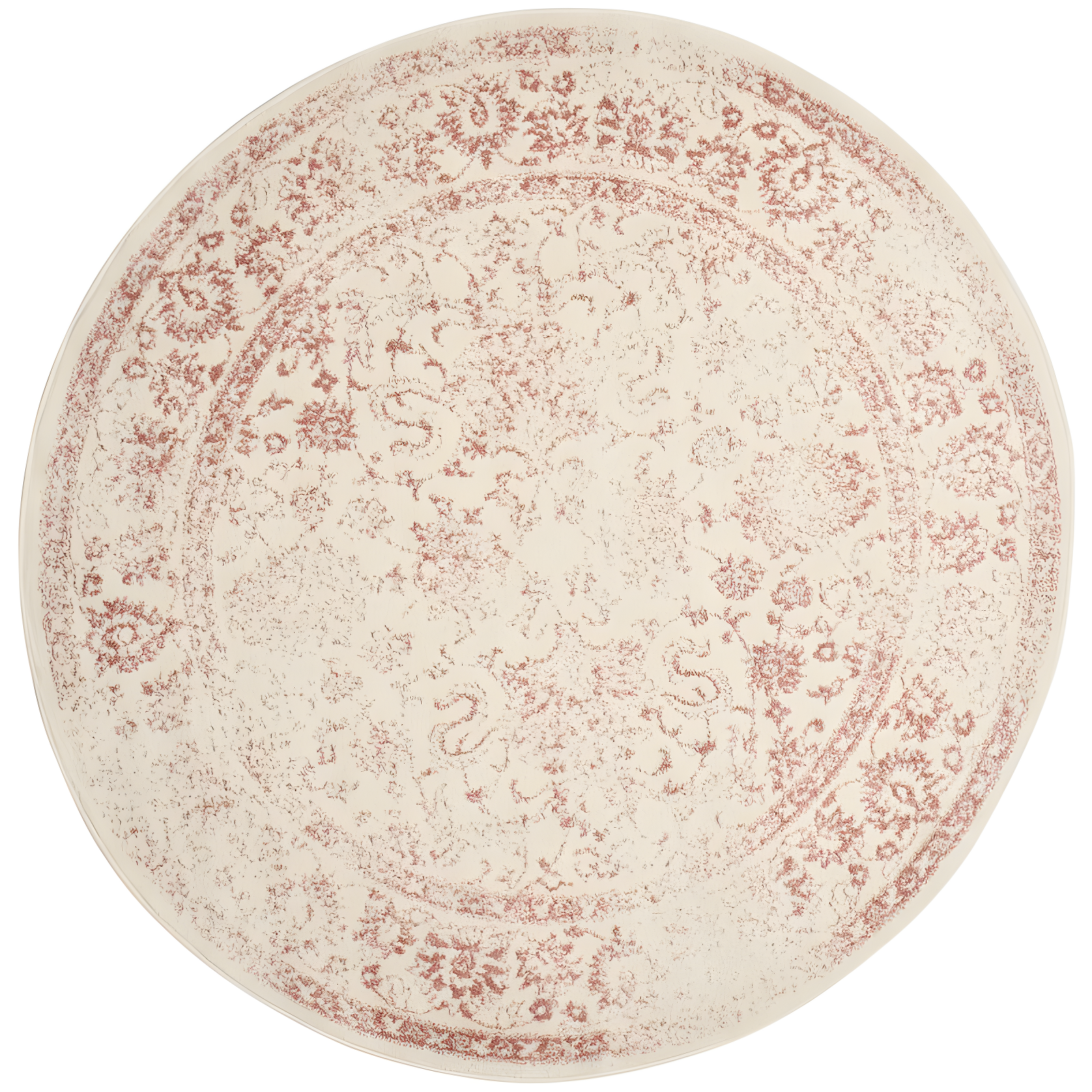 Adirondack ADR109 Machine Made Indoor Area Rug - Ivory/Rose - 6' Round - Safavieh