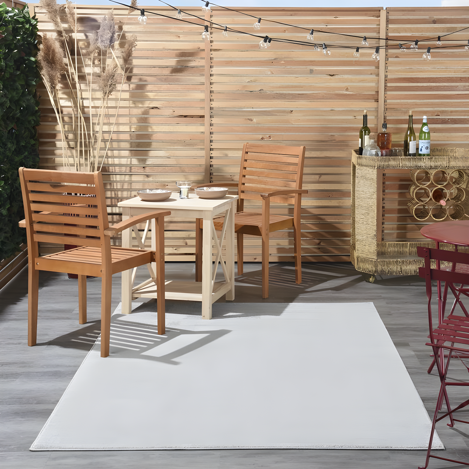 Nourison Essentials Easy Care Indoor Outdoor Area Rug - Silver Grey 4' x 6'