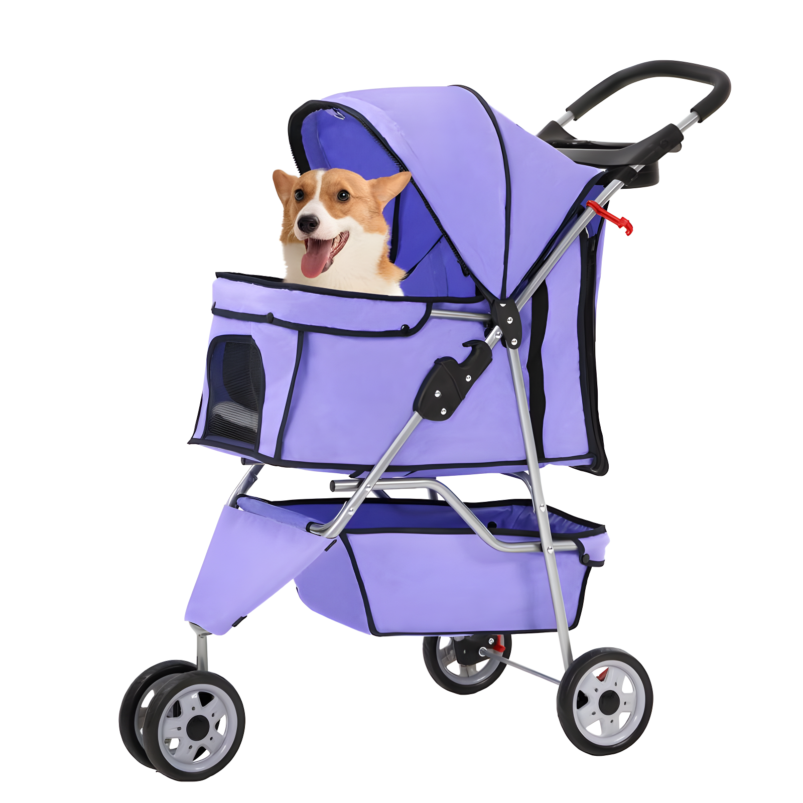 FDW 3 Wheels Pet Stroller Dog Cat Cage Jogger Stroller for Medium Small Dogs Cats Travel Folding Carrier Waterproof Puppy Stroller ,Purple