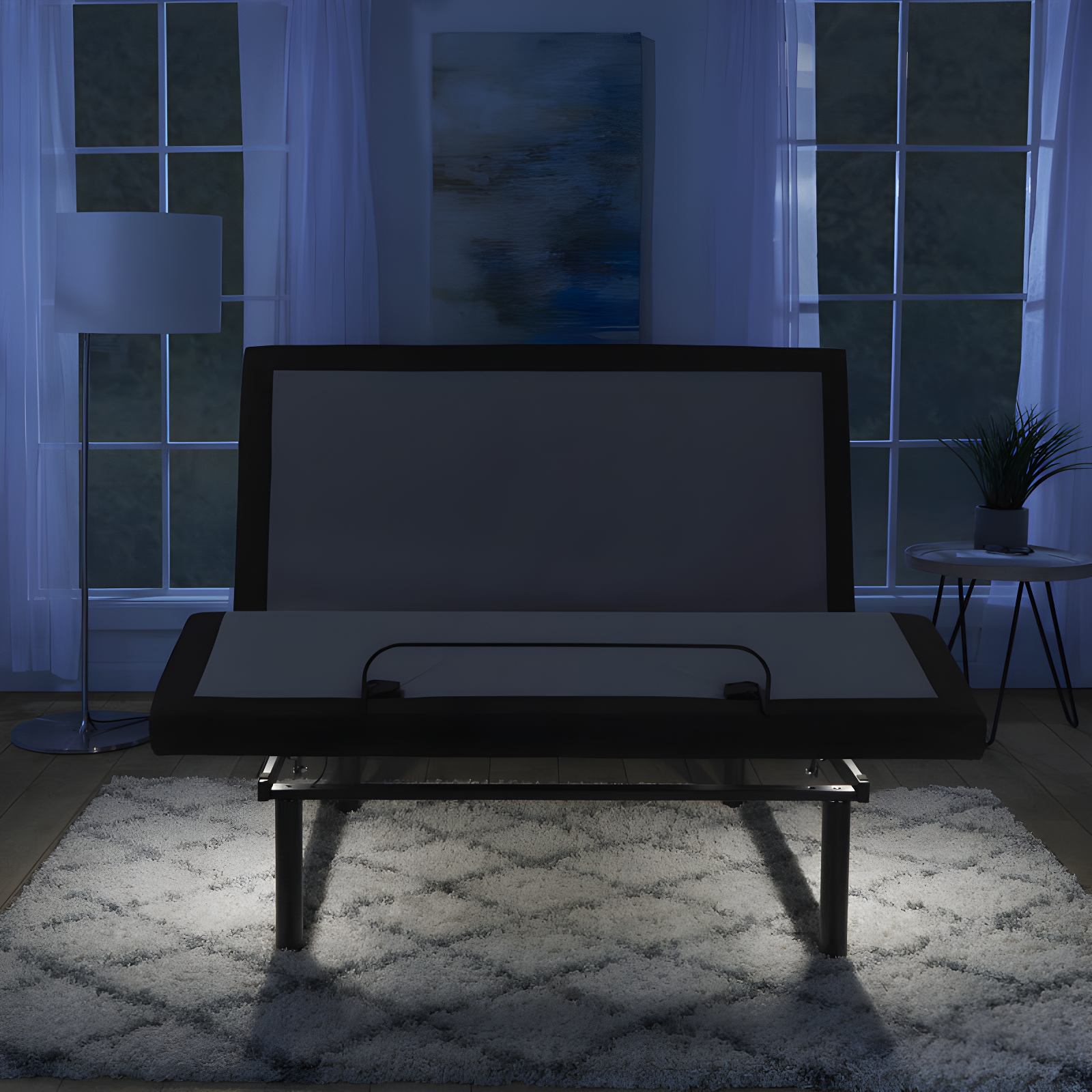 Clara Clark Clara Clark Massaging Zero Gravity, Zero Clearance Adjustable Bed with Wireless Remote, USB Ports & LED Lights