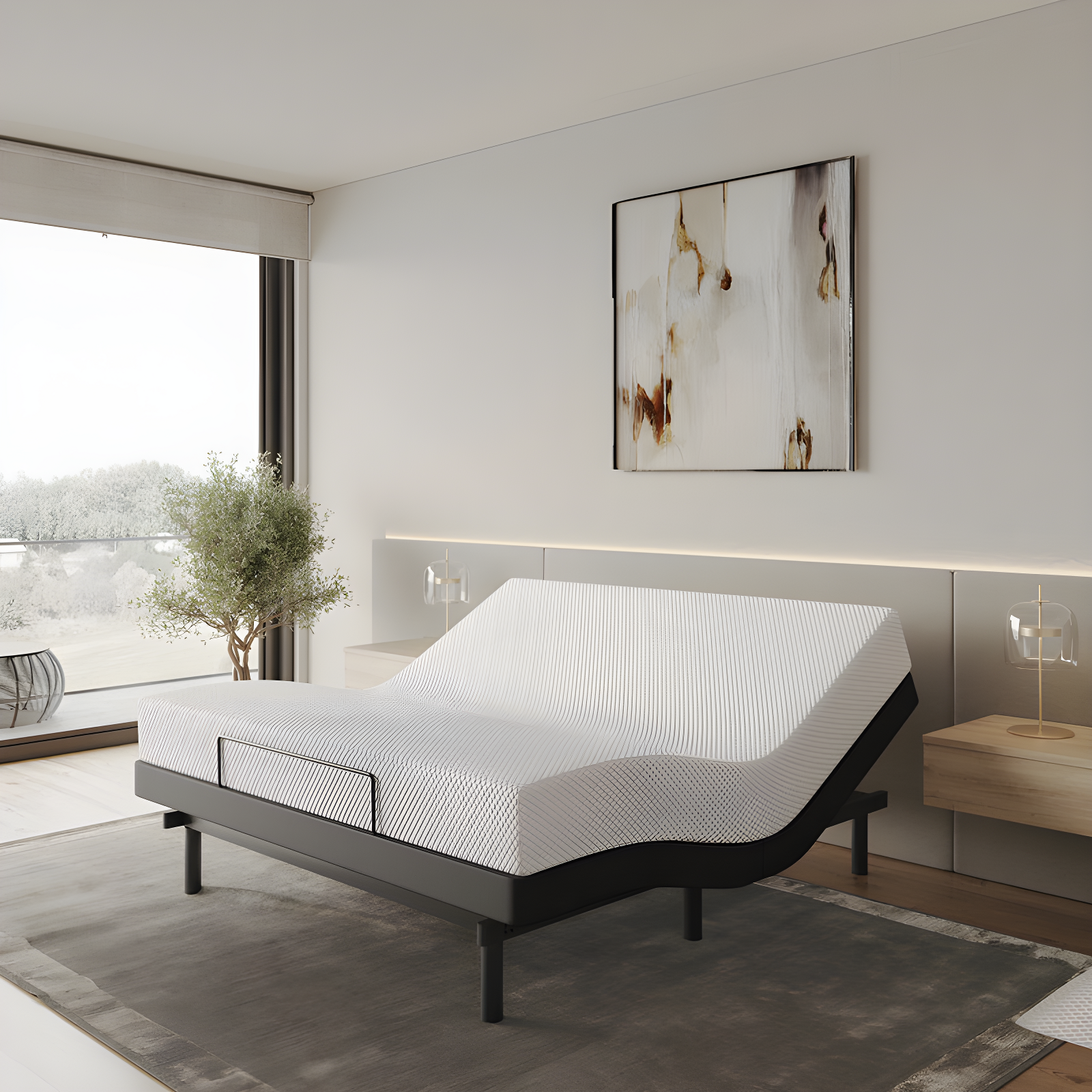Clara Clark Clara Clark Massaging Zero Gravity, Zero Clearance Adjustable Bed with Wireless Remote, USB Ports & LED Lights