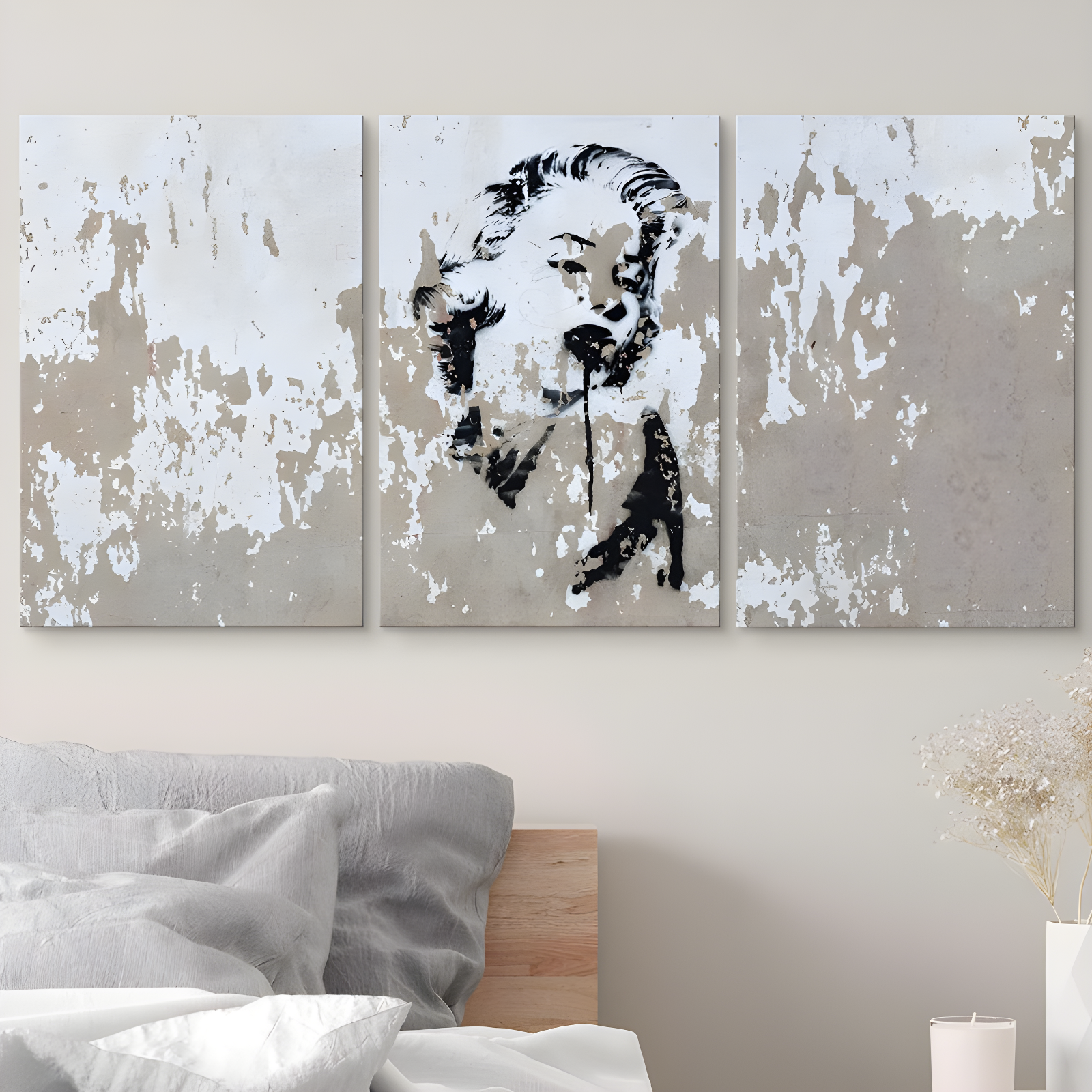 Pop Urban Street " Marilyn Monroe Stencil Triptych Graffiti & Street Art Cities Scenic Urban " 3 - Pieces