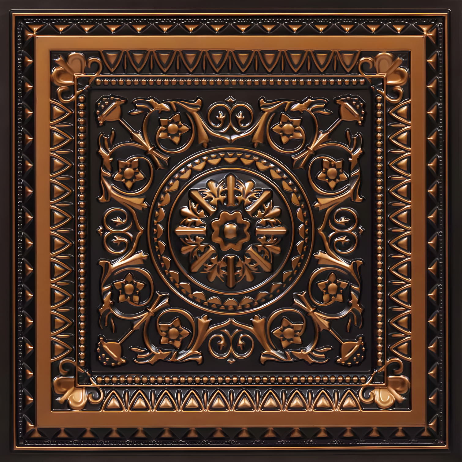 Marseille 24'' W Textured PVC Drop-In Ceiling Tile In Antique Gold