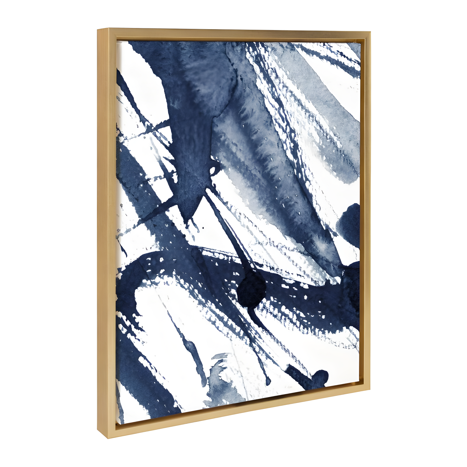 18" x 24" Sylvie Indigo Watercolor Framed Canvas by Amy Peterson Gold - Kate & Laurel All Things Decor
