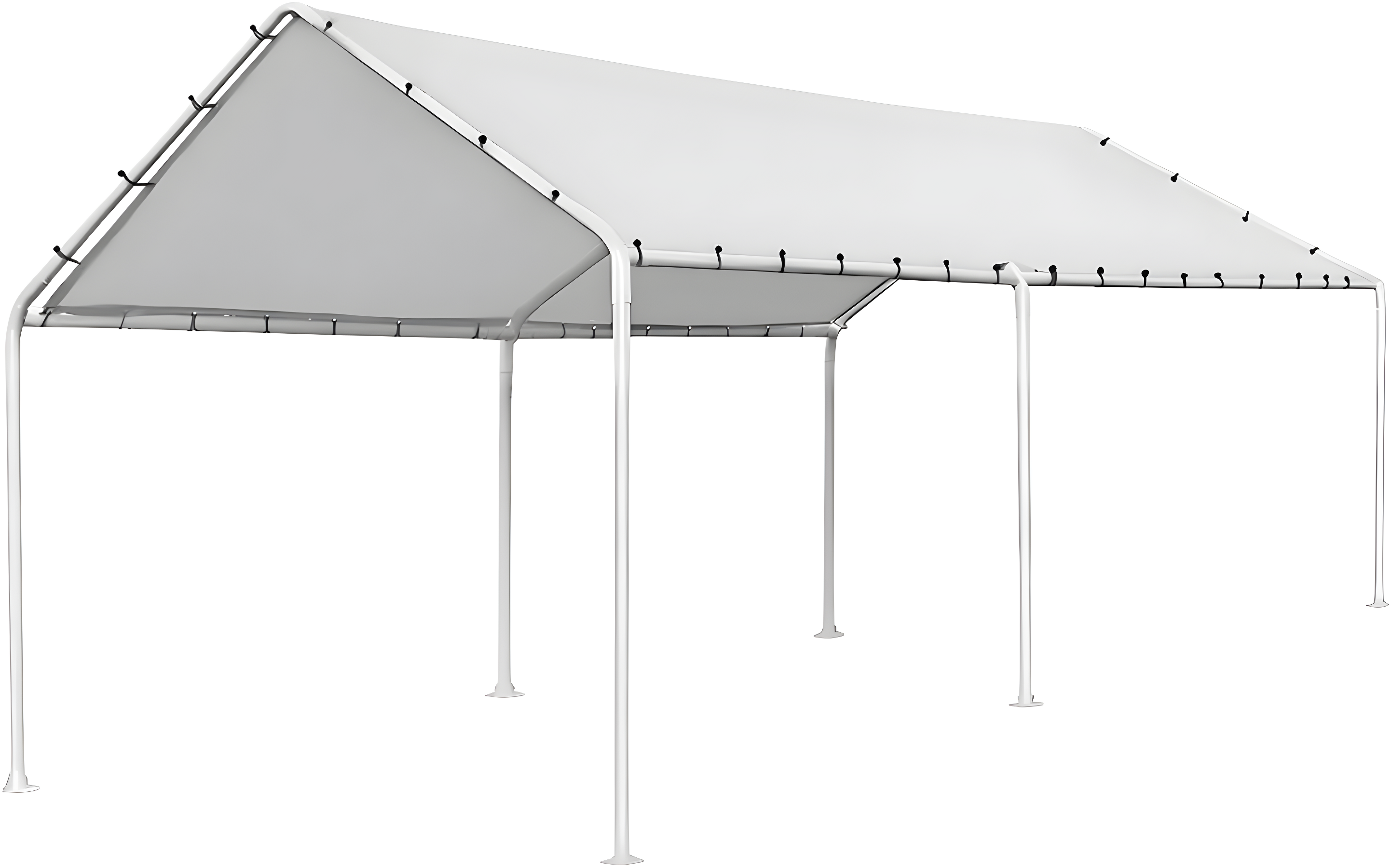Quictent 10x20 ft Heavy Duty Carport Canopy Galvanized Car Tent Outdoor Garage Boat Shelter with Reinforced Structure, No Sidewall - White