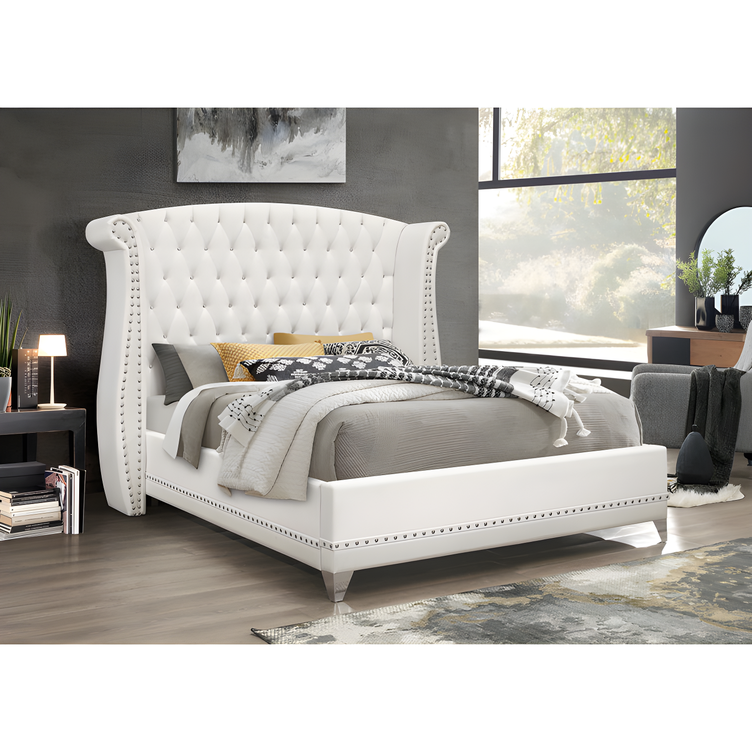 Barzini Upholstered Wingback Bed