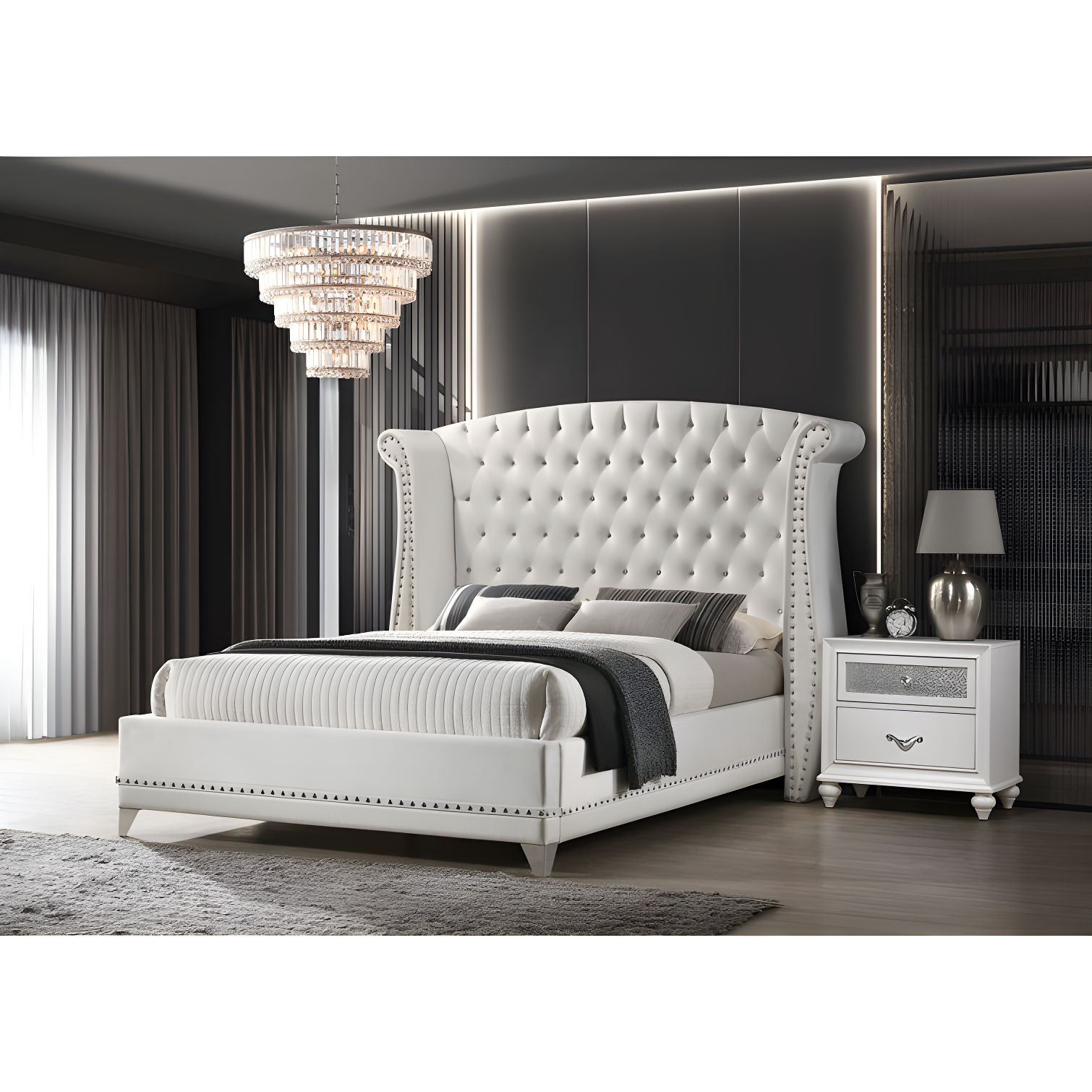 Barzini Upholstered Wingback Bed