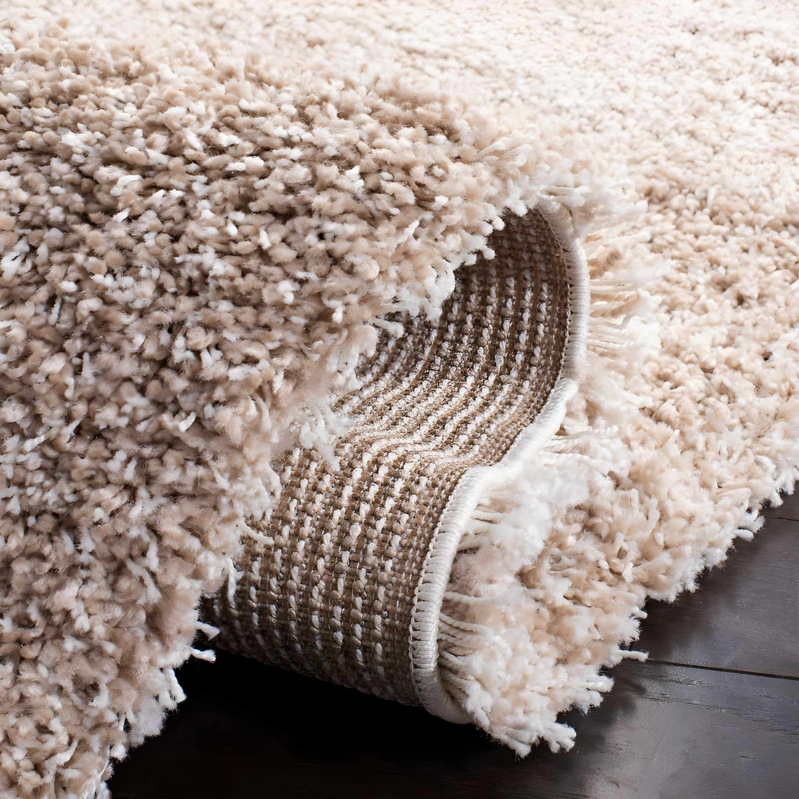 Shag SG151 Power Loomed Area Rug - Beige - 8'x8' - Safavieh.