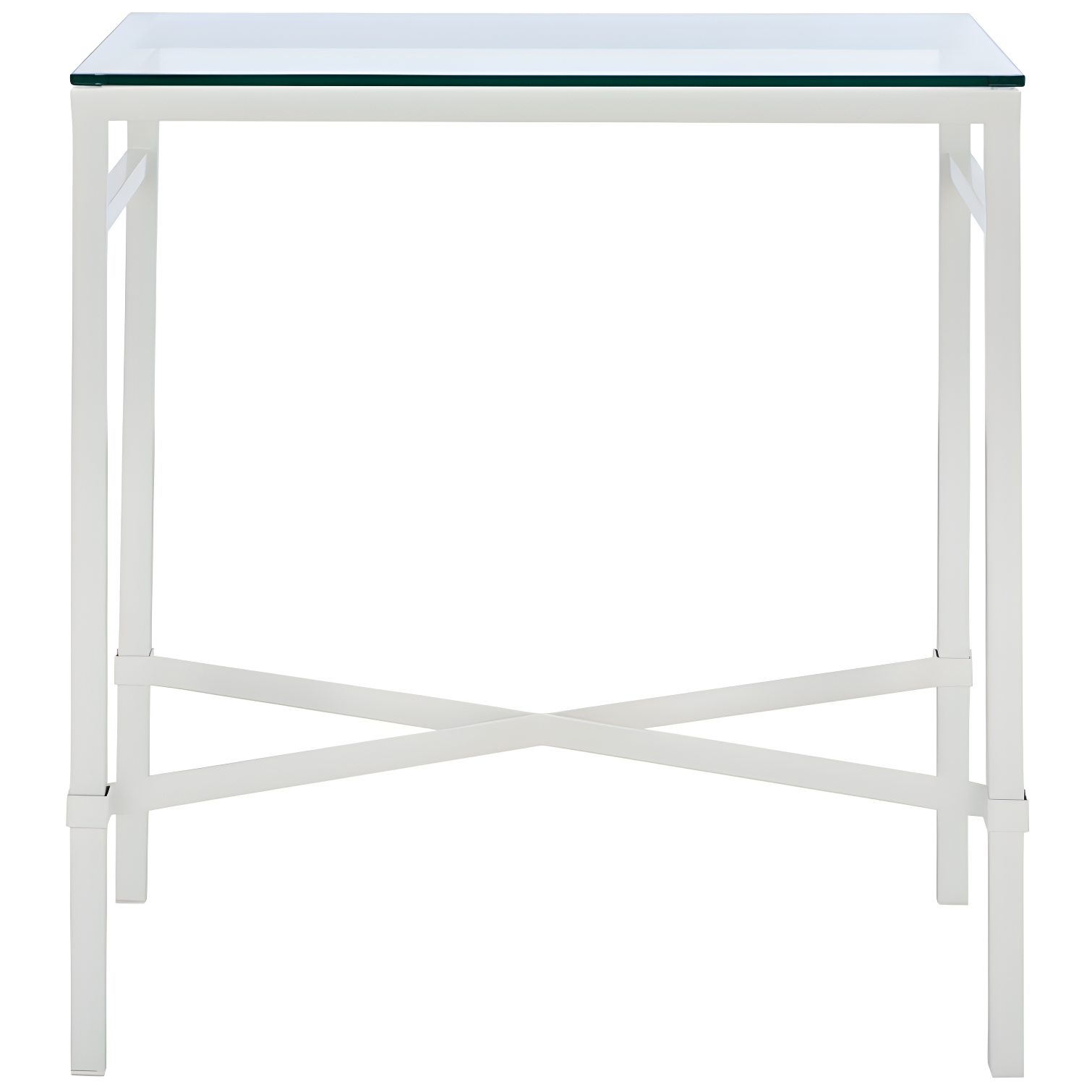 SAFAVIEH Couture Viggo Glam Glass Top Metal Side Table, White