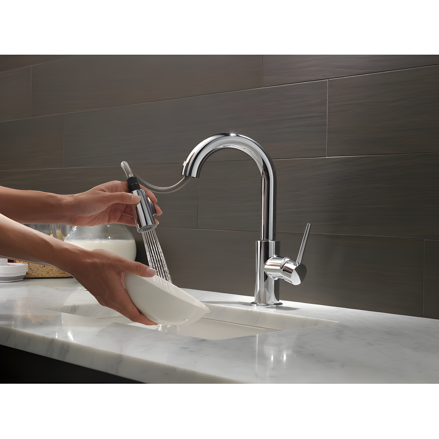 Trinsic Pull Down Sprayer Bar Faucet, Single Handle Prep Sink Faucet