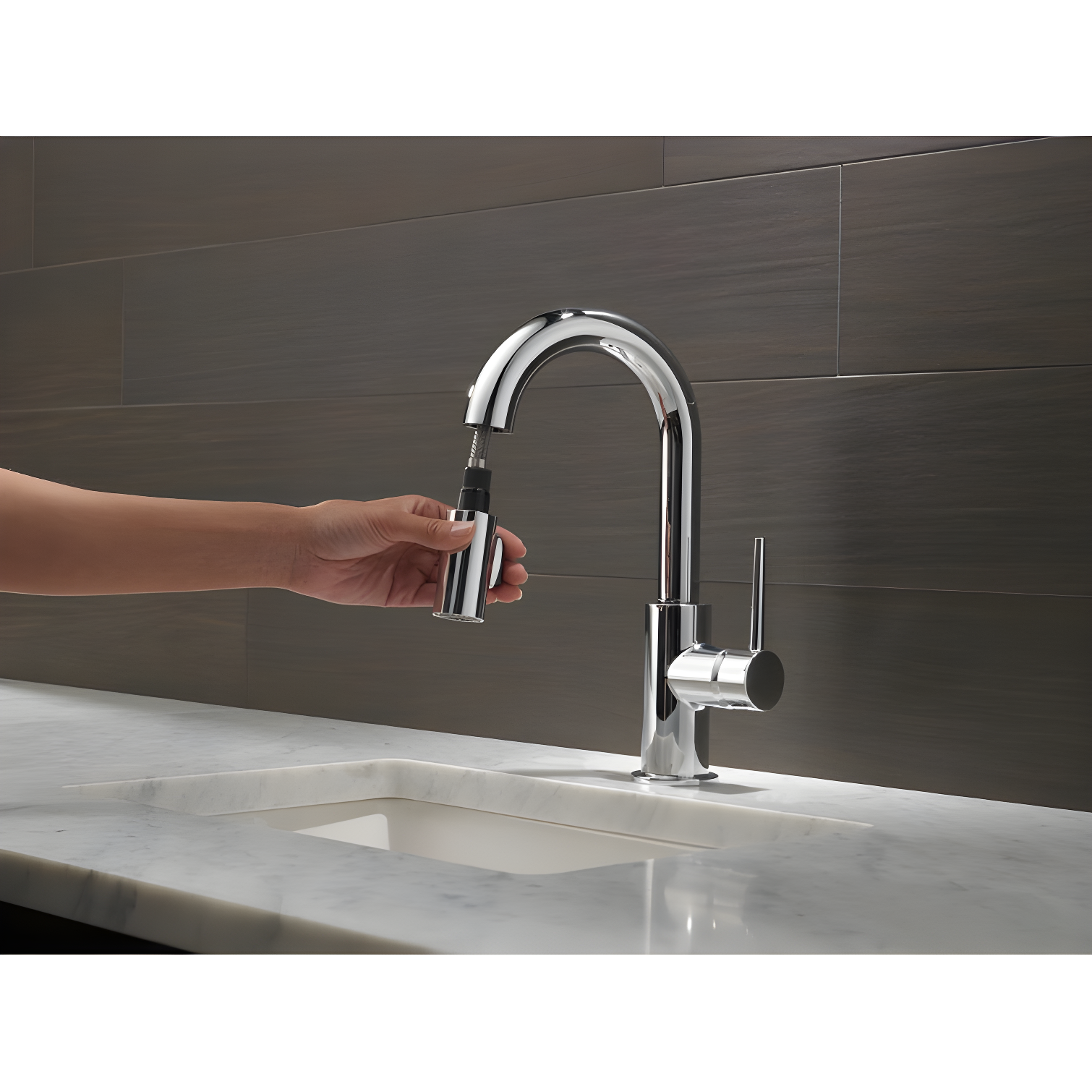Trinsic Pull Down Sprayer Bar Faucet, Single Handle Prep Sink Faucet