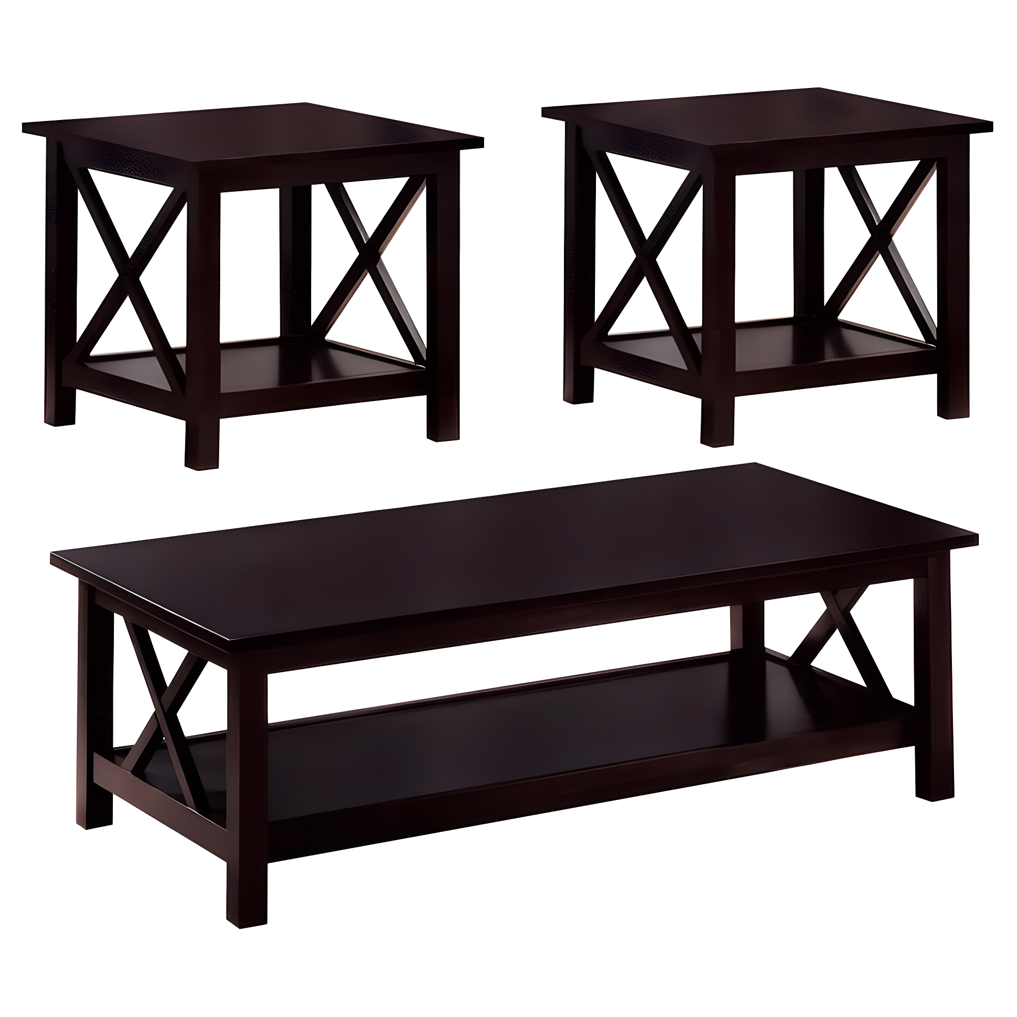 Coaster Rachelle 3-Piece Wood Coffee Table Set in Dark Brown