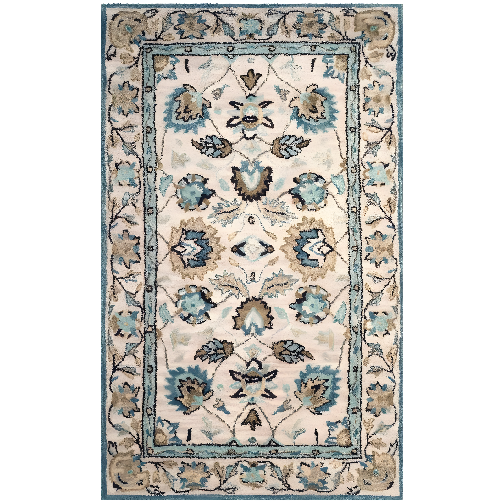 Antiquity AT812 Hand Tufted Indoor Accent Rug - Peacock/Blue - 3'x5' - Safavieh