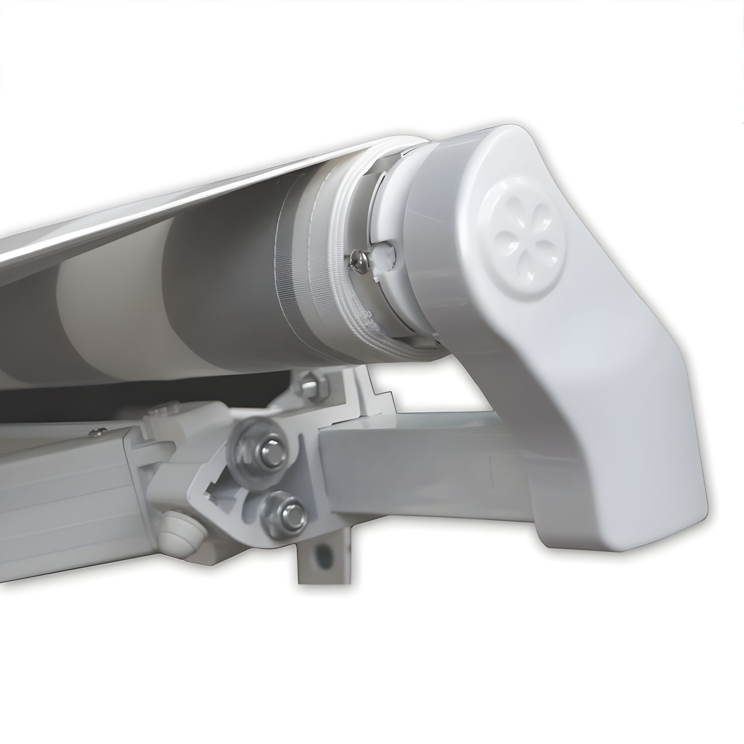 Motorized Retractable White Frame Patio Awning