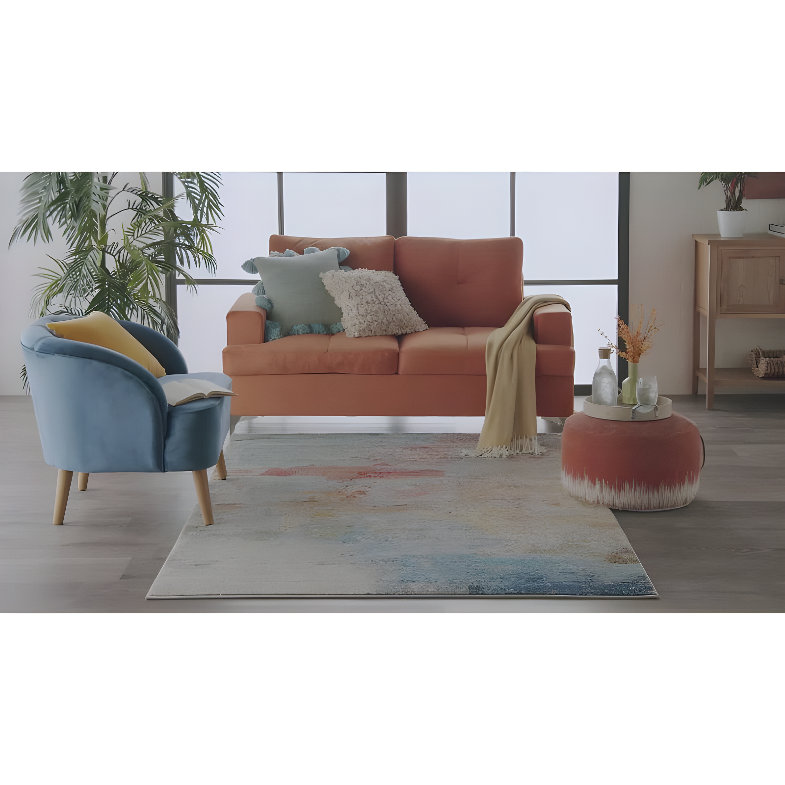 Nourison Celestial CES02 Indoor only Area Rug - Ivory/Teal Blue 9' x 12'