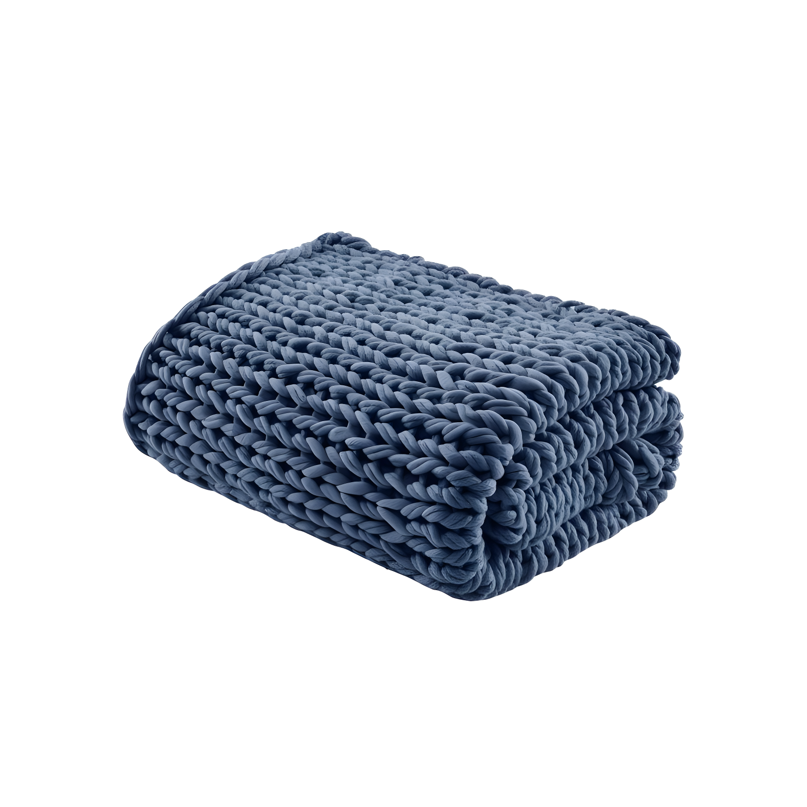 50"x60" Chunky Double Knit Handmade Throw Blanket Indigo - Madison Park