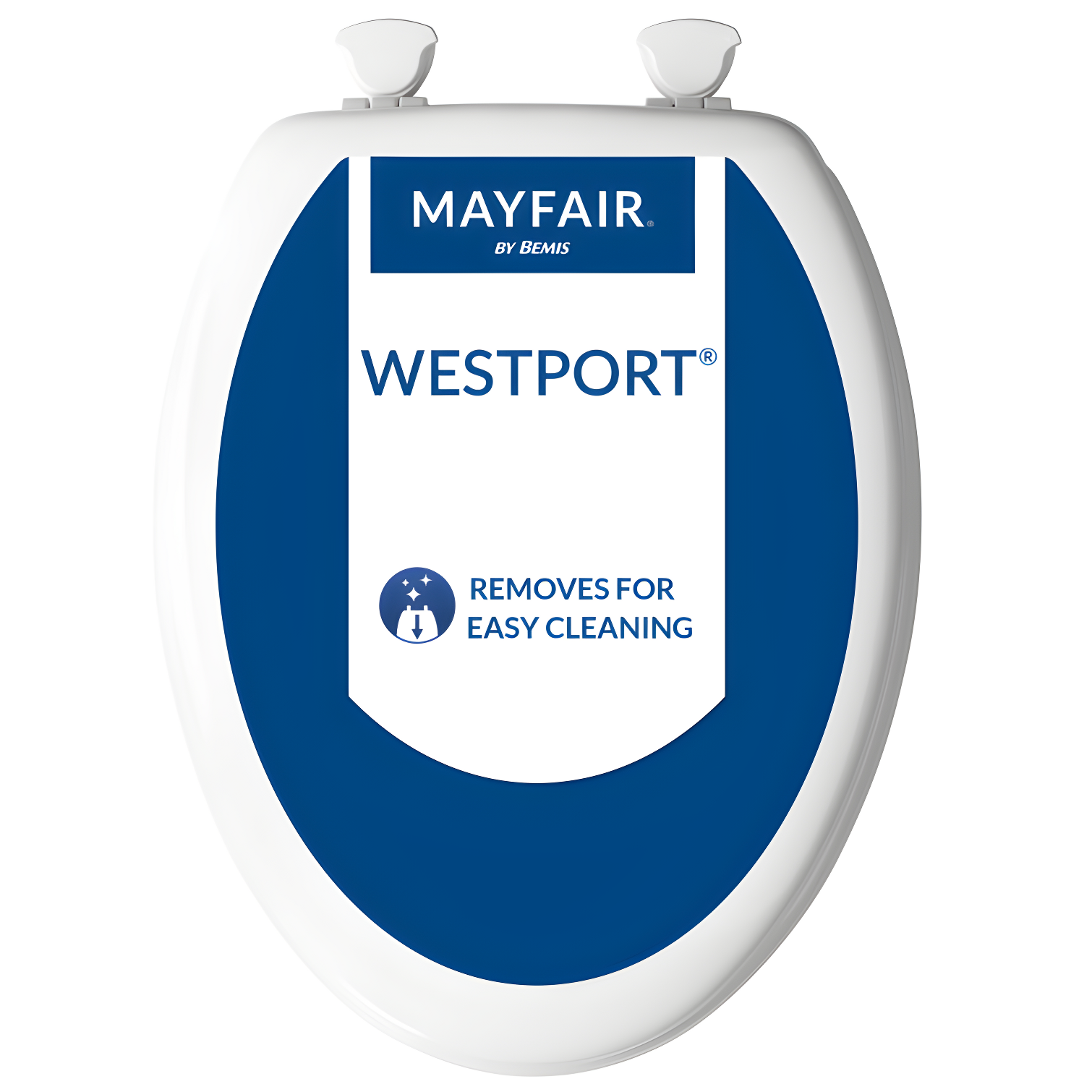 Mayfair Westport 1844EC Wood Toilet Seat with Easy Clean & Change Hinges, Elongated, White