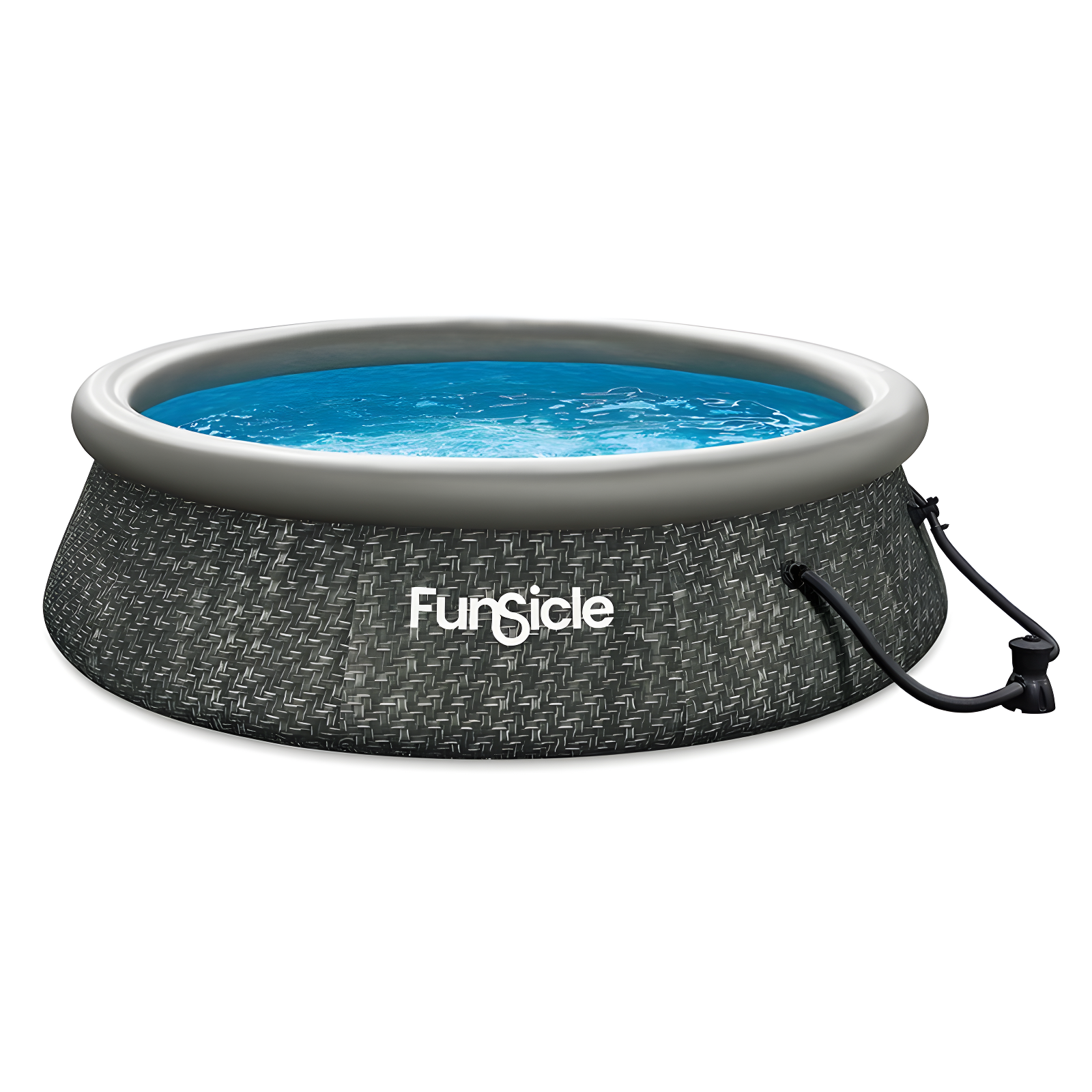 Funsicle 10' x 30" QuickSet Round Inflatable Ring Top Outdoor Above Ground Swimming Pool Set with Pump and Cartridge Filter, Dark Herringbone