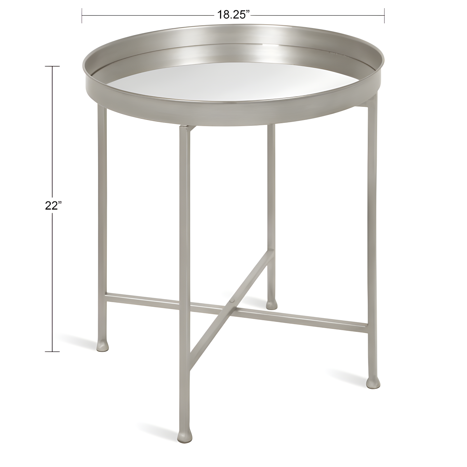Kate and Laurel Celia Round Metal Side Table, 18.25x18.25x22, Silver