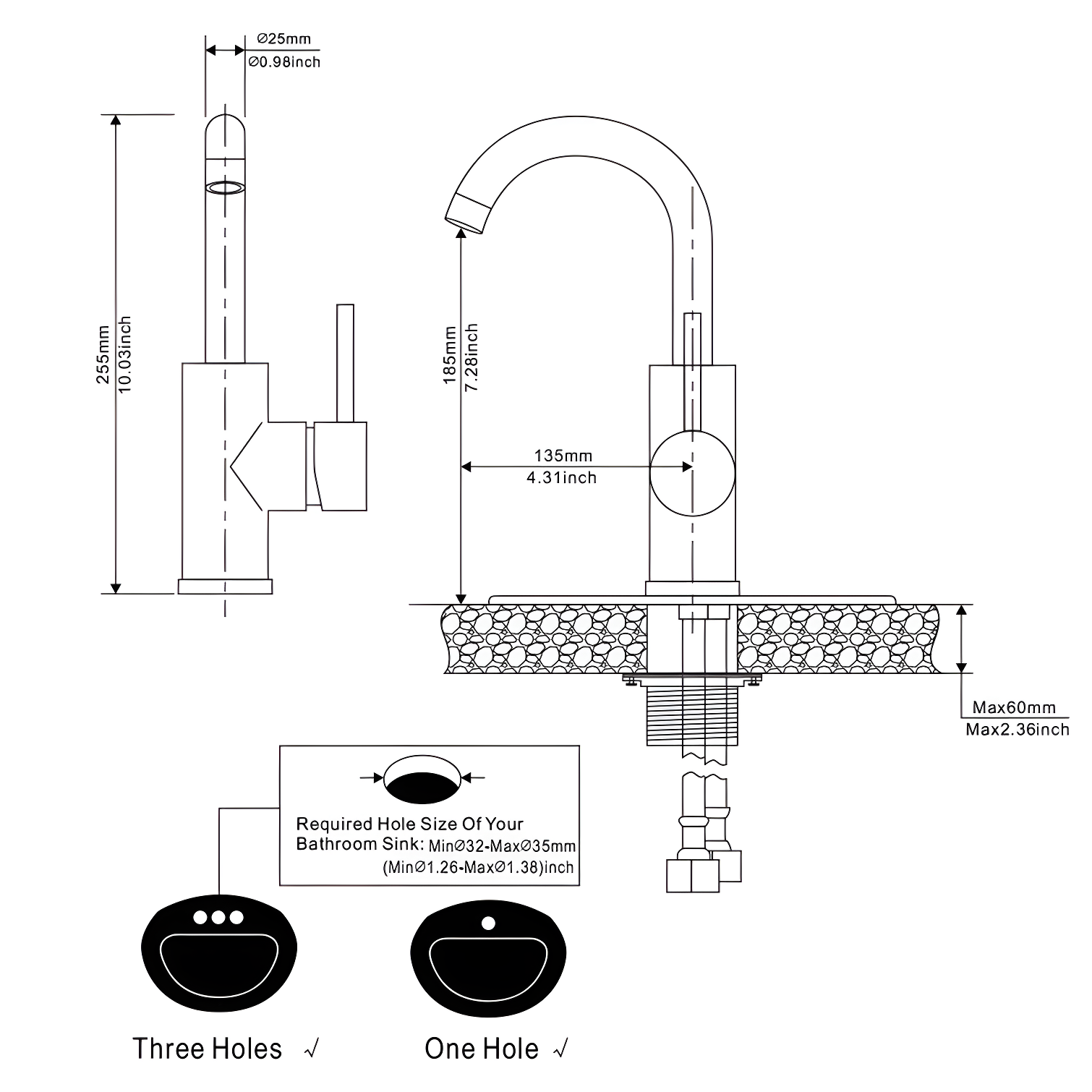 Single-Hole Single-handle Bathroom Faucet