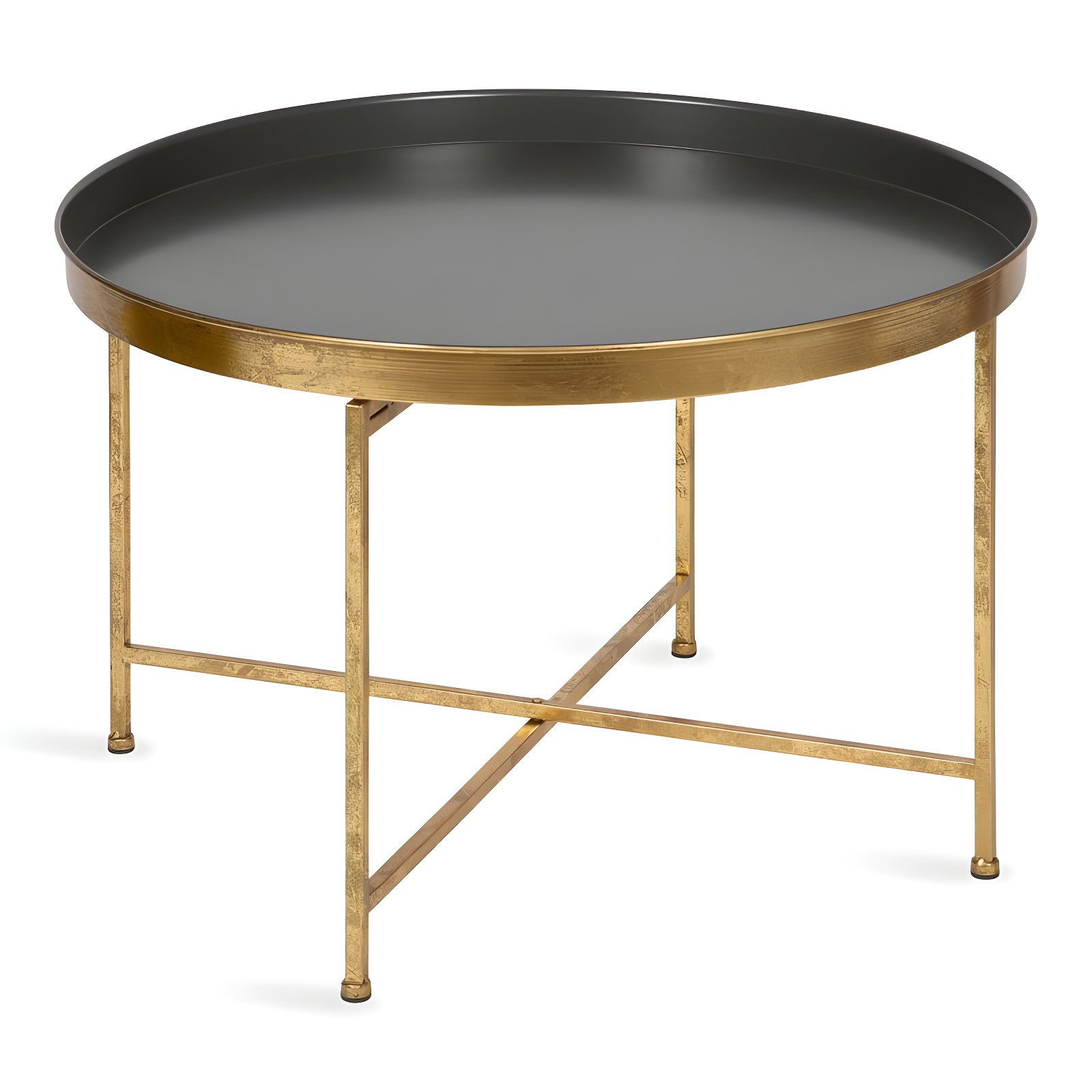 Kate and Laurel Celia Round Metal Coffee Table, 28.25x28.25x19, Gray and Gold