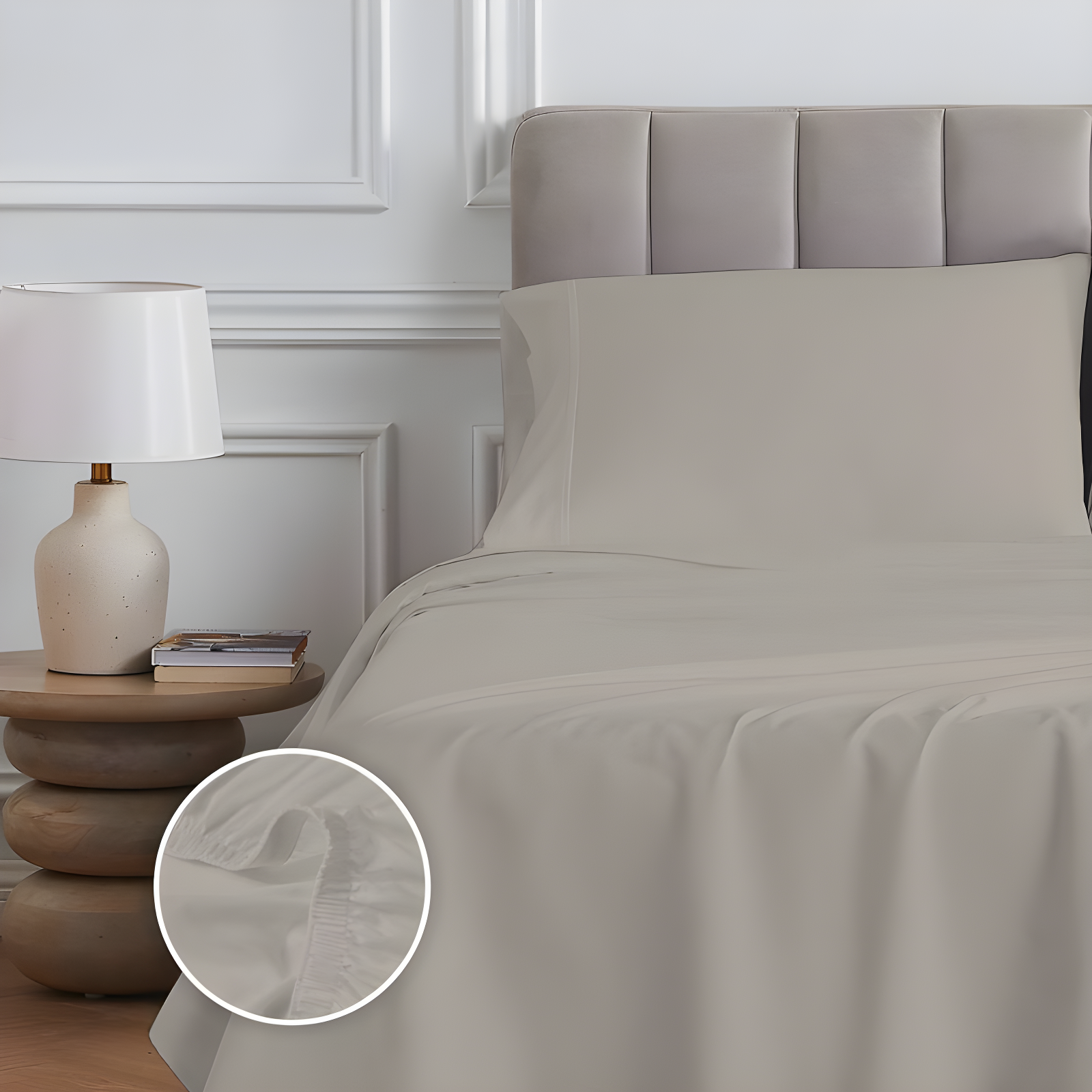 Full 400 Thread Count Wrinkle Free Cotton Sheet Set Taupe - Purity Home: Sateen Weave, Deep Pocket, OEKO-TEX Certified