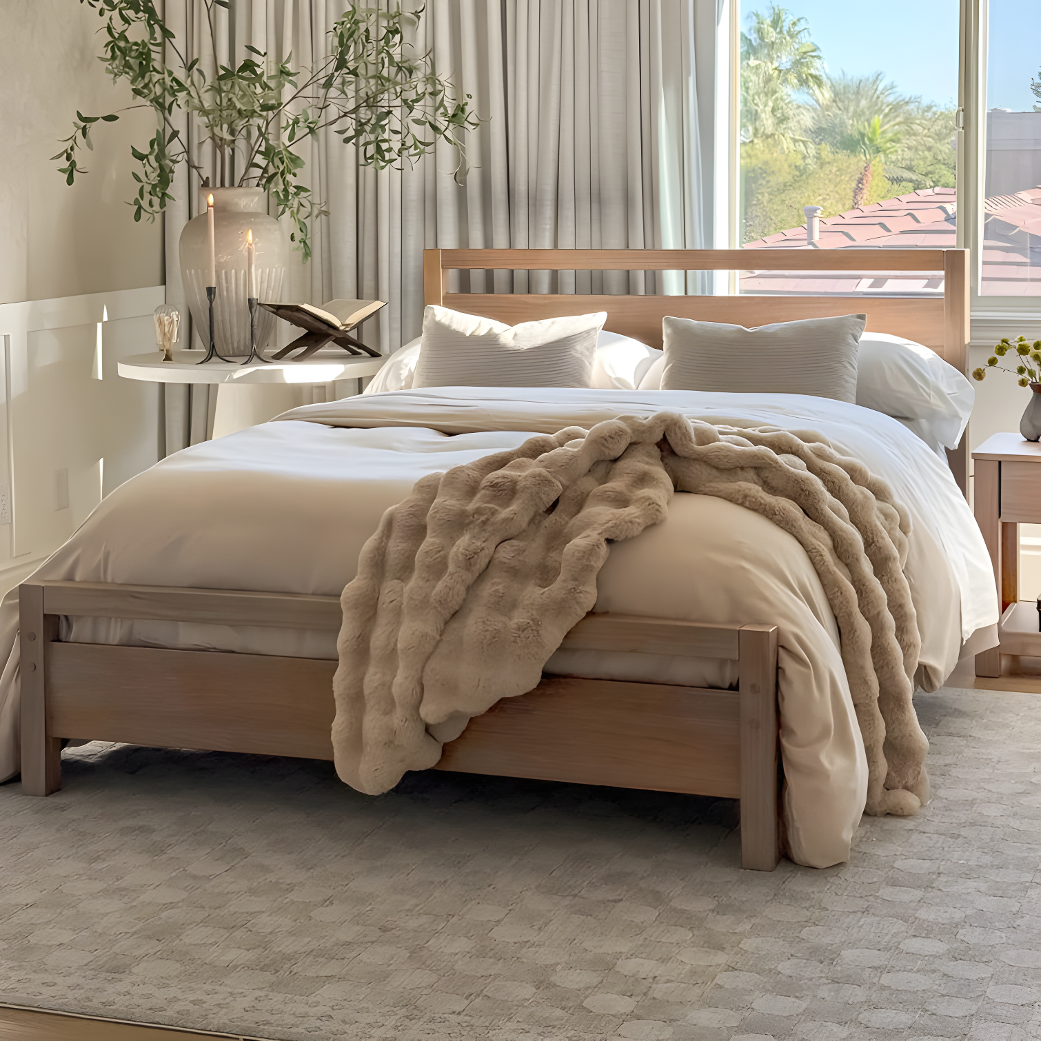 Loft Solid Wood Panel Bed