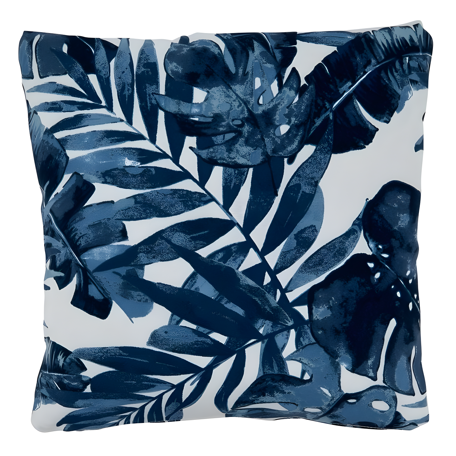 Saro Lifestyle Blue Tropical Leaf Outdoor Pillow