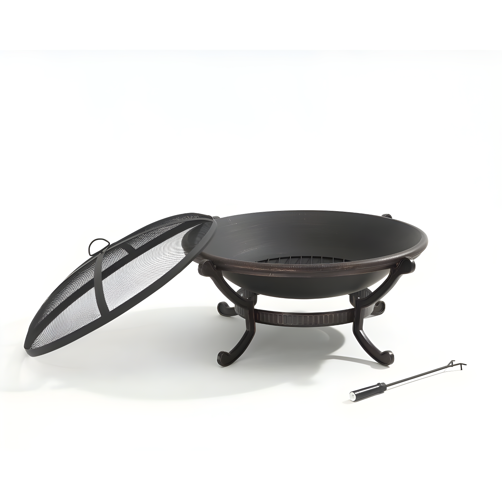 Ashland Firepit - Black - Crosley: Cast Iron Copper Finish, 35" Bowl, Mesh Guard, Poker Included