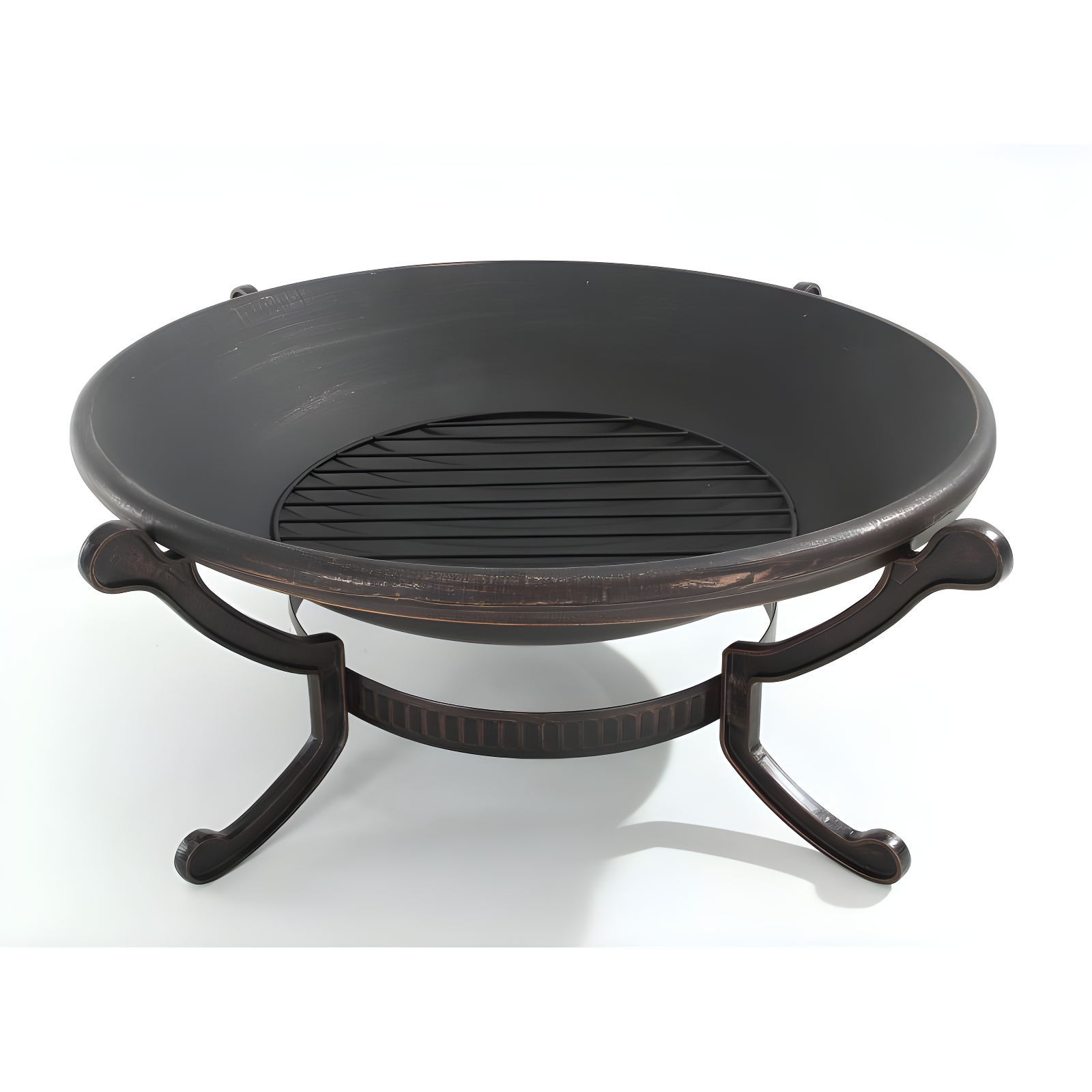 Ashland Firepit - Black - Crosley: Cast Iron Copper Finish, 35" Bowl, Mesh Guard, Poker Included