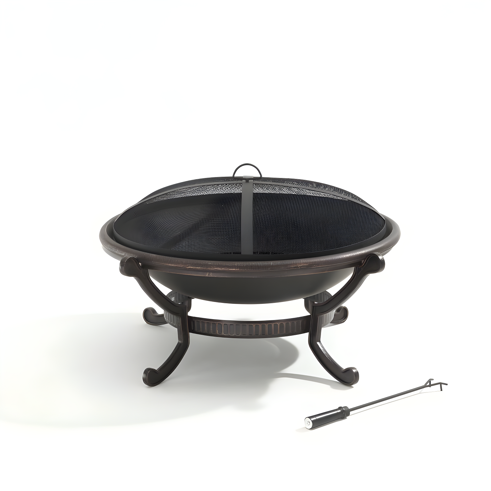 Ashland Firepit - Black - Crosley: Cast Iron Copper Finish, 35" Bowl, Mesh Guard, Poker Included
