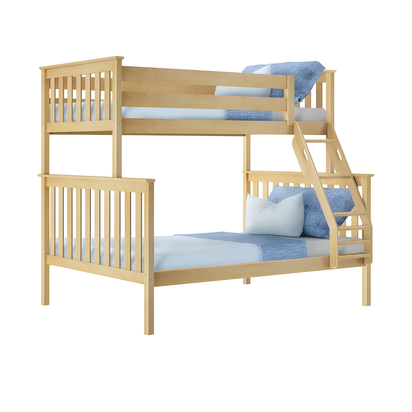 Max & Lily Bunk Bed Twin over Full Size, Solid Wood Bunk Beds with Ladder for Kids