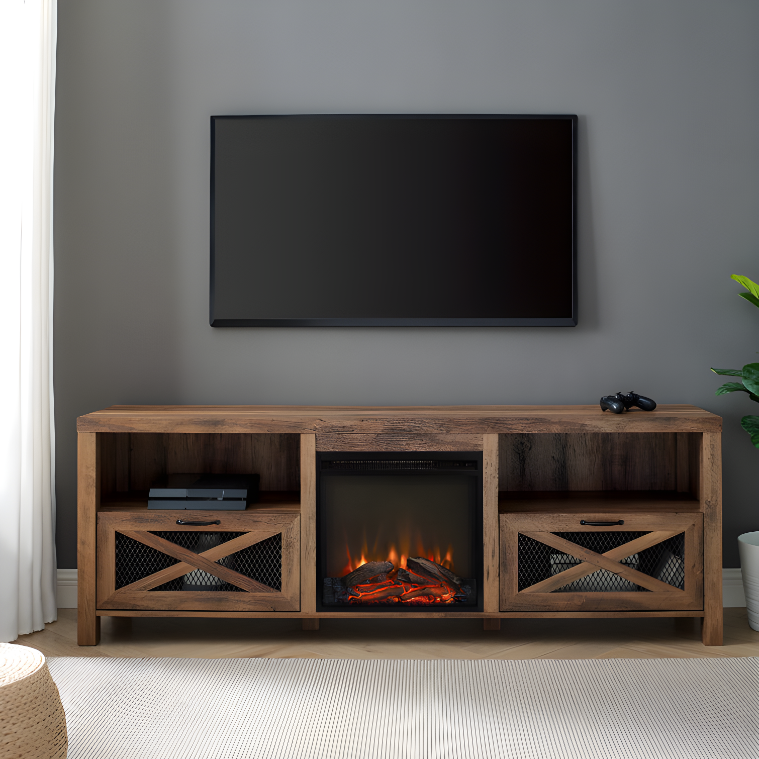 Tansey 70" Media Console with Electric Fireplace