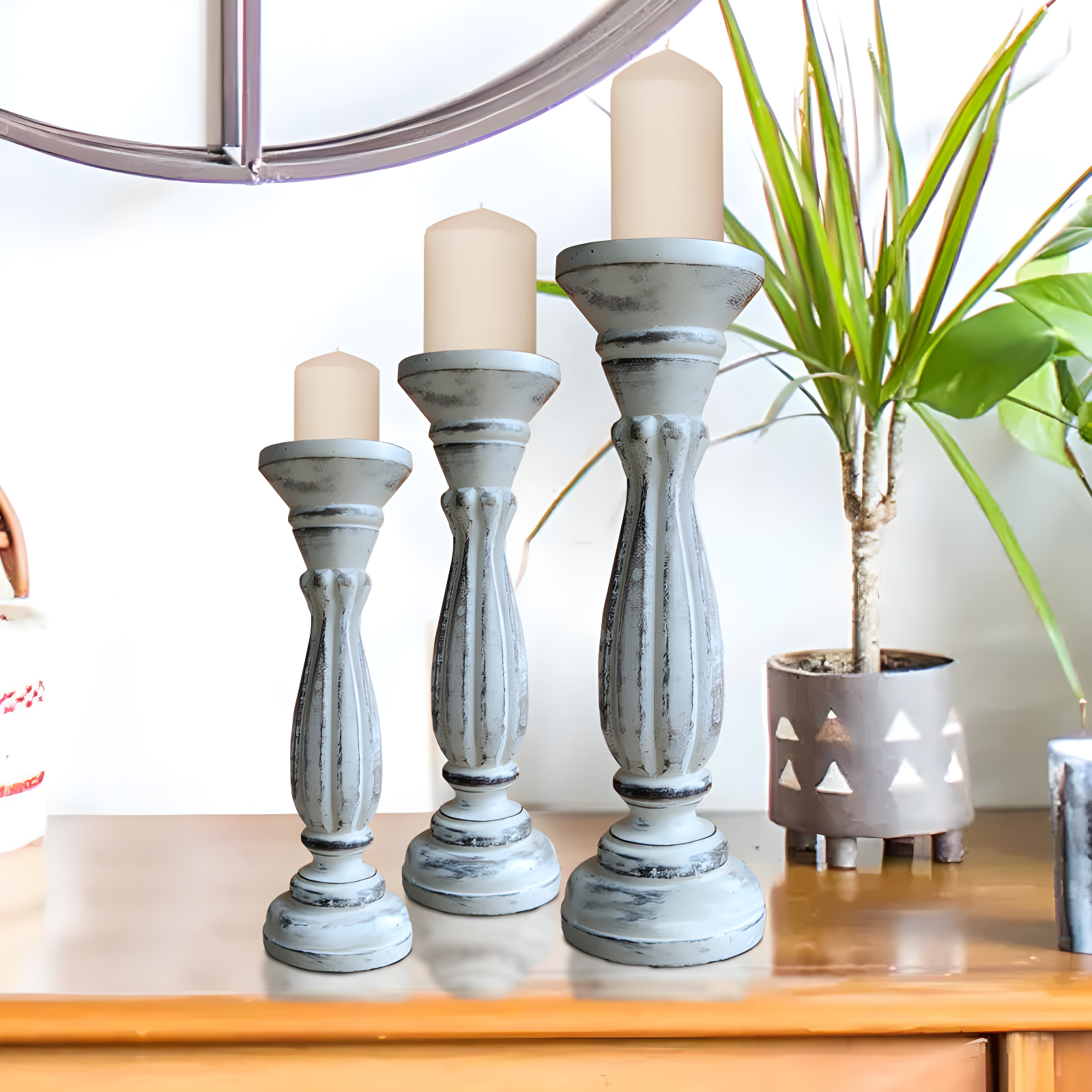UMA Enterprises Wood Tabletop Candlestick