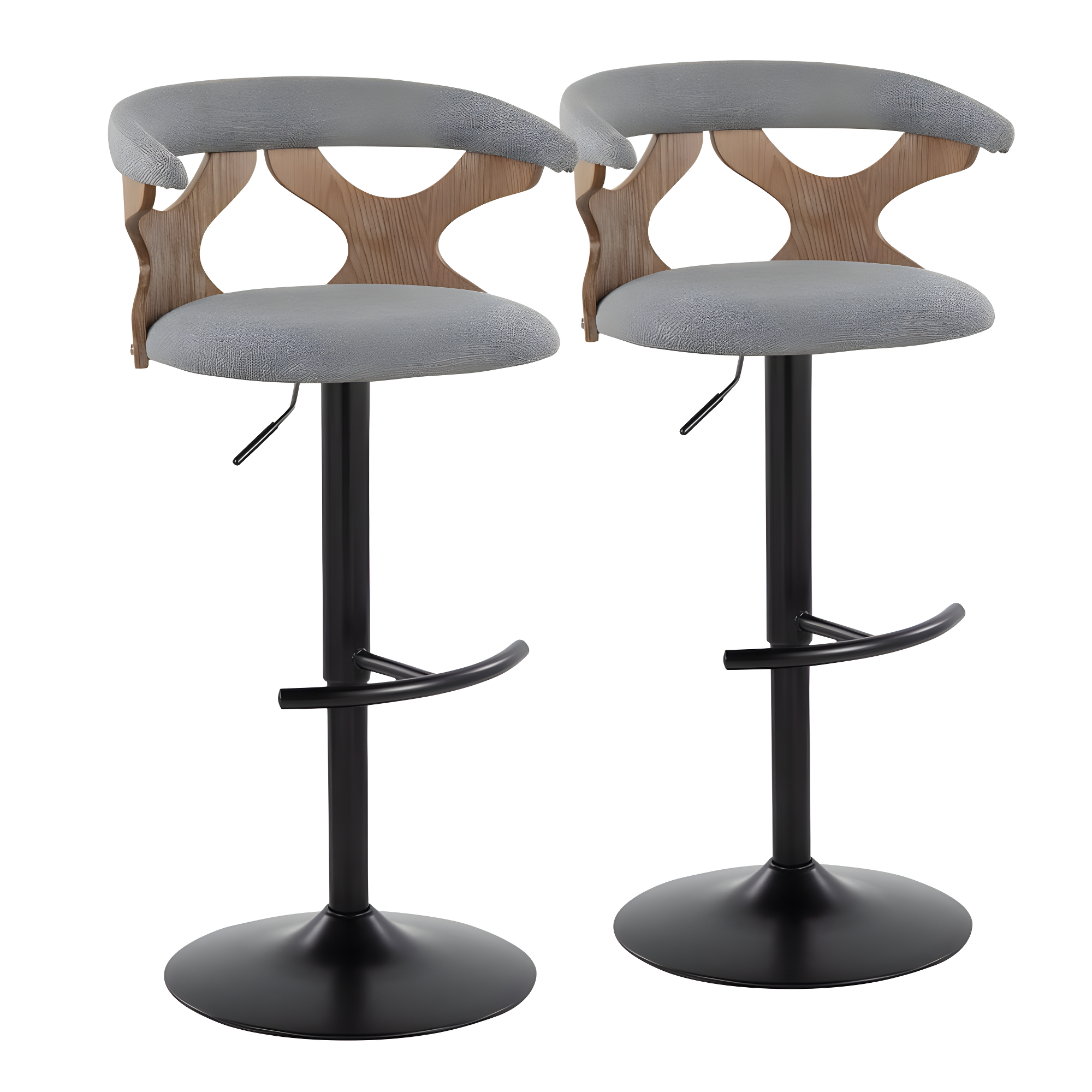 LumiSource White Gardenia Adjustable Barstool - Set of 2