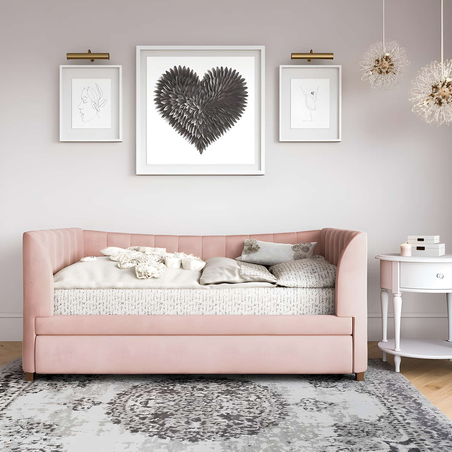 Valentina Twin Upholstered Daybed with Trundle