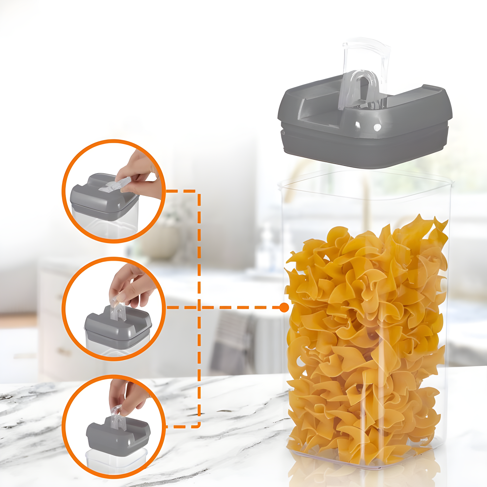 Cheer Collection Airtight Food Storage Containers, Set of 7 (Gray)