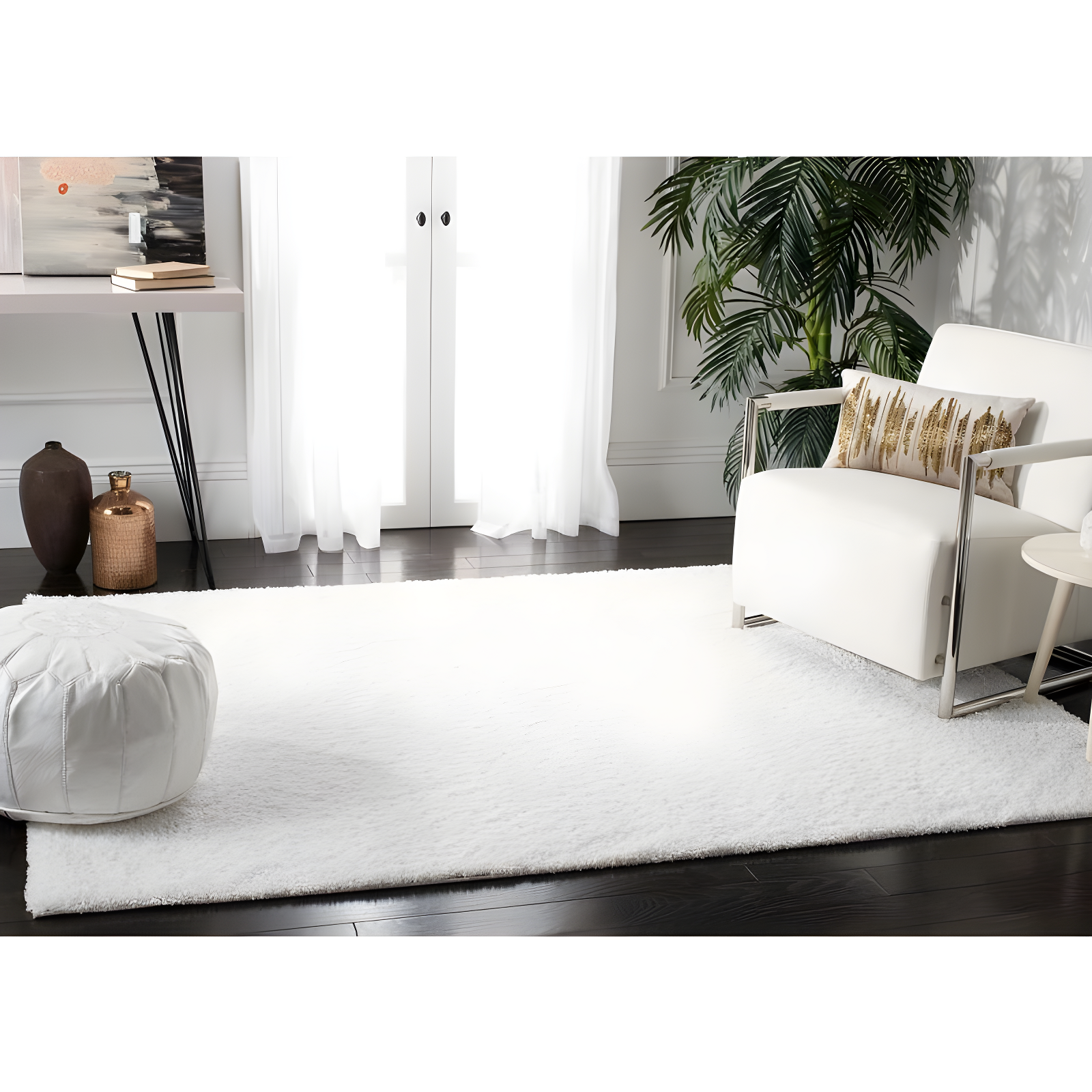 August Shag 900 AUG900 Power Loomed Indoor Accent Rug - White - 3'x5' - Safavieh