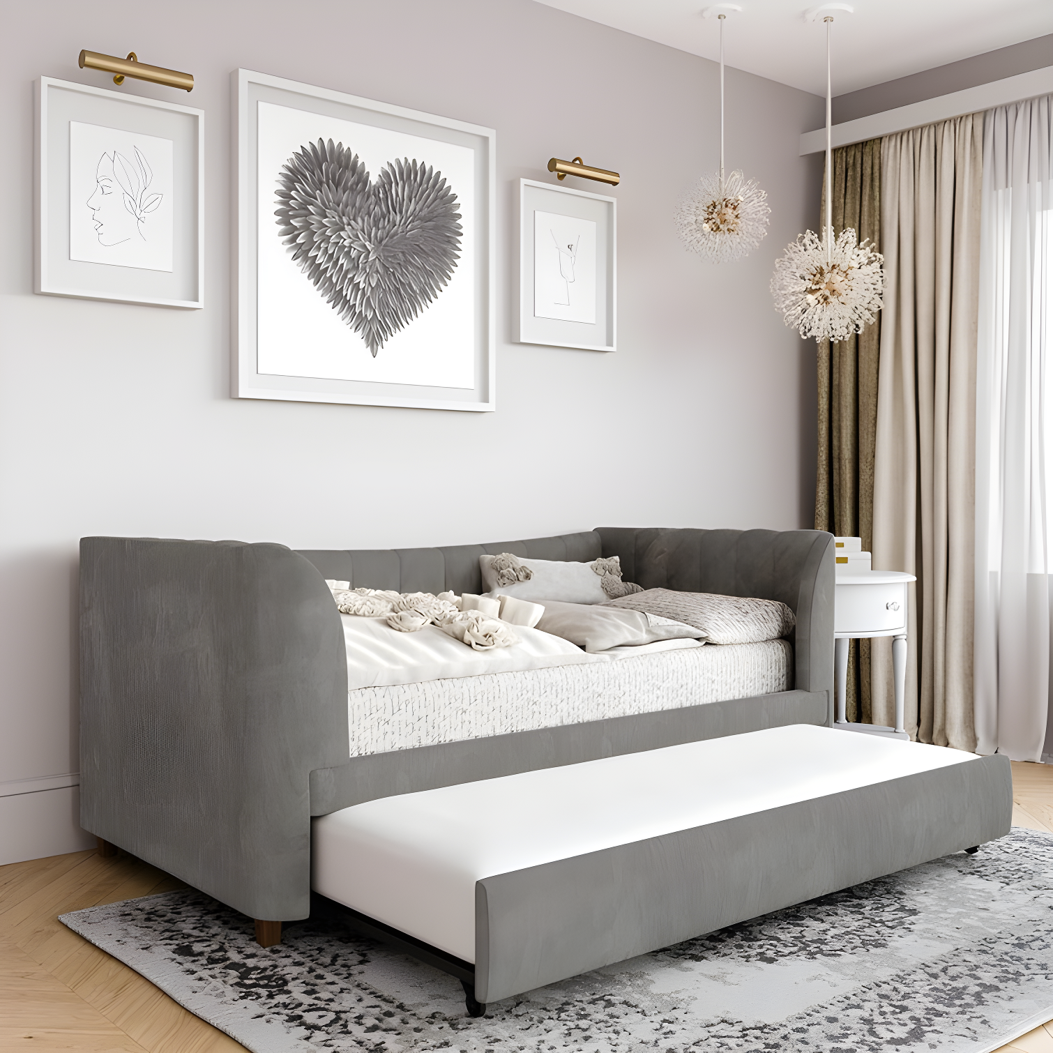 Valentina Twin Upholstered Daybed with Trundle