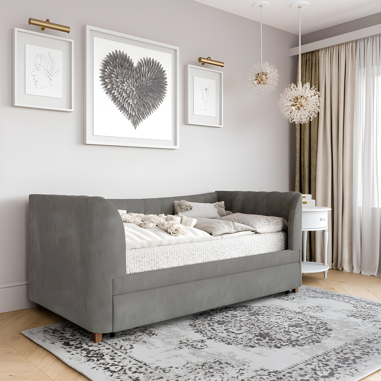 Valentina Twin Upholstered Daybed with Trundle
