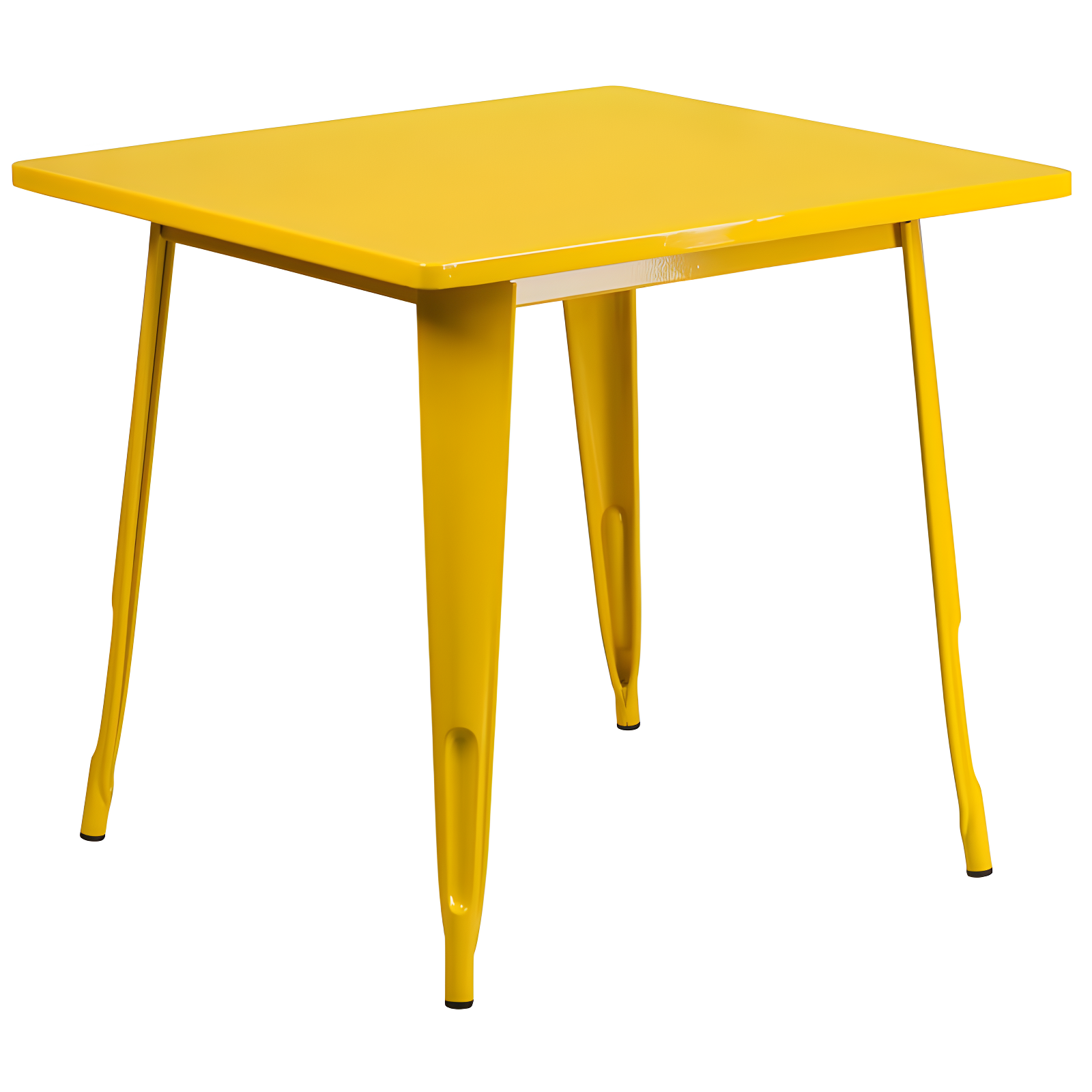 Flash Furniture Commercial Grade 31.5" Square Yellow Metal Indoor-Outdoor Table Set with 4 Arm Chairs