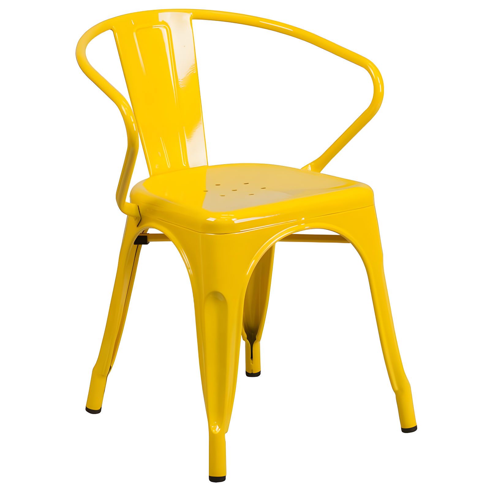 Flash Furniture Commercial Grade 31.5" Square Yellow Metal Indoor-Outdoor Table Set with 4 Arm Chairs