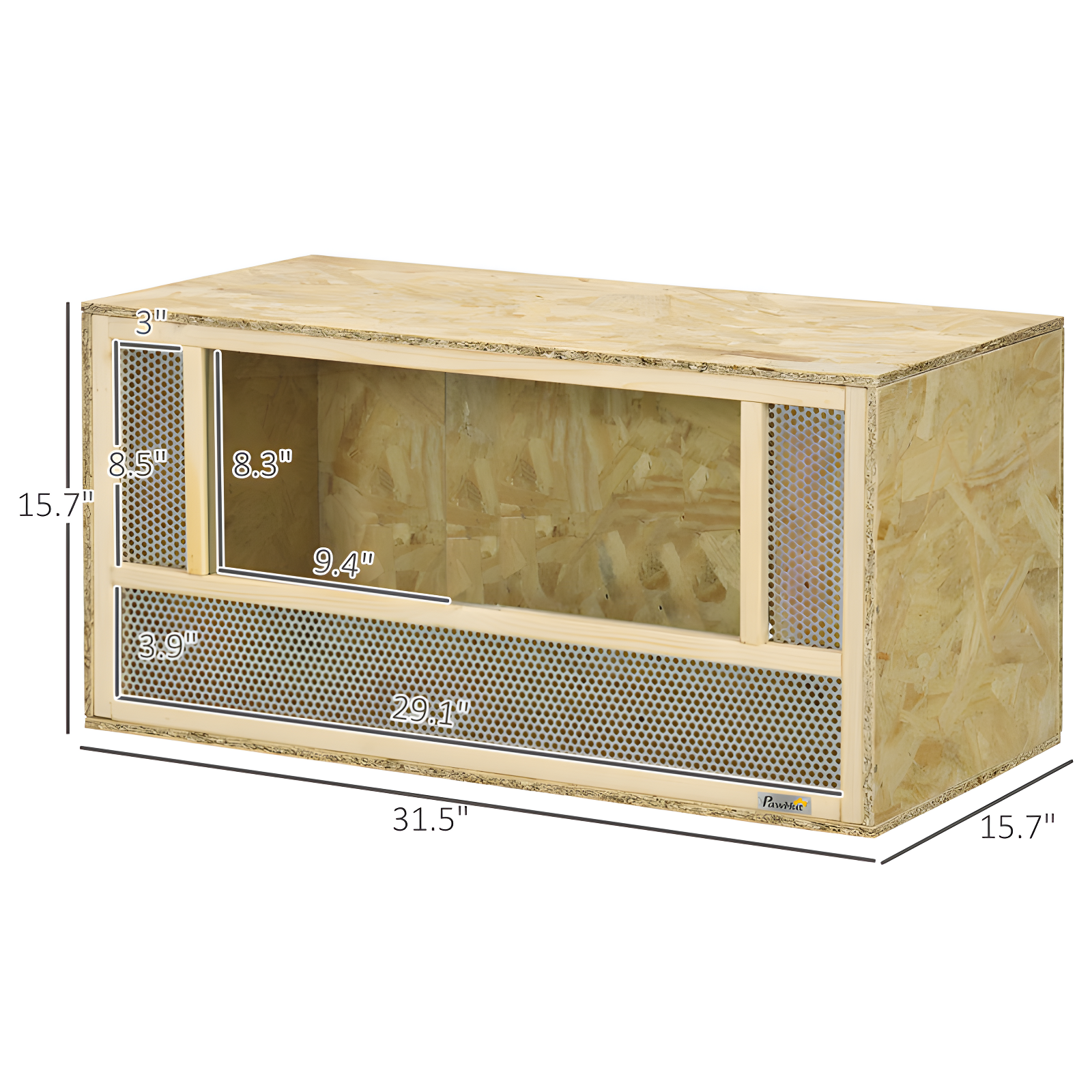 Reptile Terrarium, Reptile Tank 31.5" X 15.7" X 15.7" With Sliding Door For Chameleon, Lizard, Snake, Frog, Turtle, 33.8 Gallon
