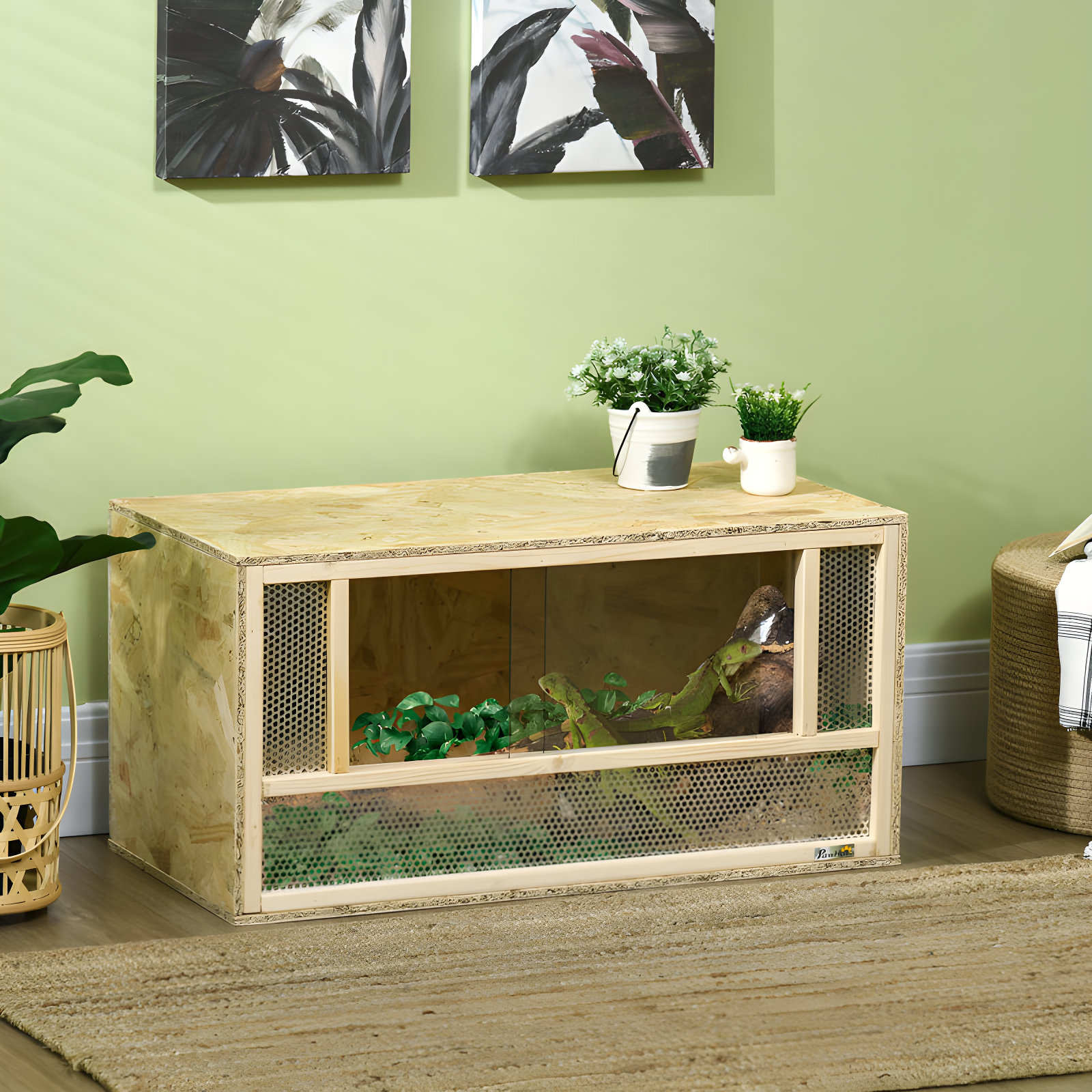 Reptile Terrarium, Reptile Tank 31.5" X 15.7" X 15.7" With Sliding Door For Chameleon, Lizard, Snake, Frog, Turtle, 33.8 Gallon