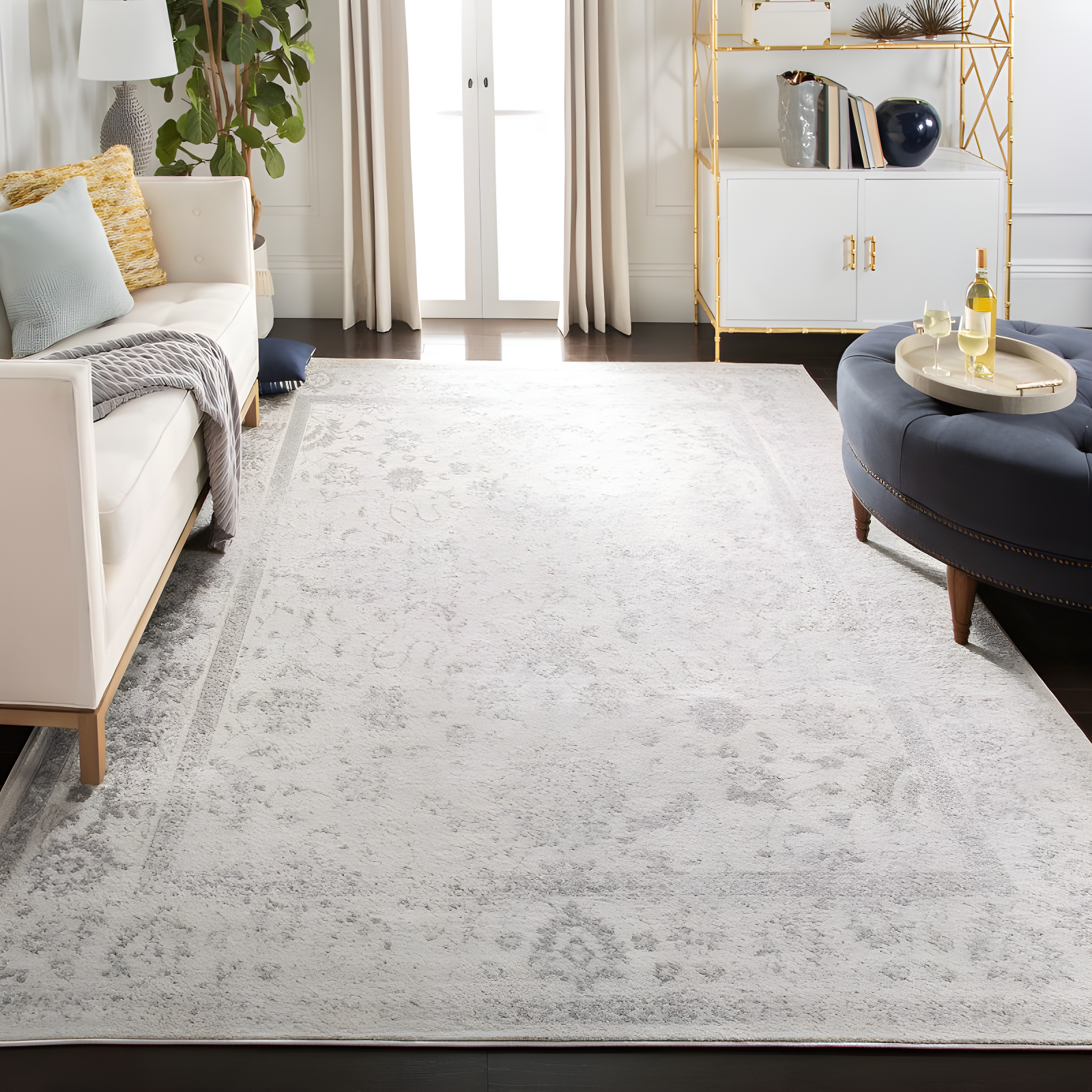 Adirondack ADR109 Machine Made Indoor Area Rug - Ivory/Silver - 8'x10' - Safavieh