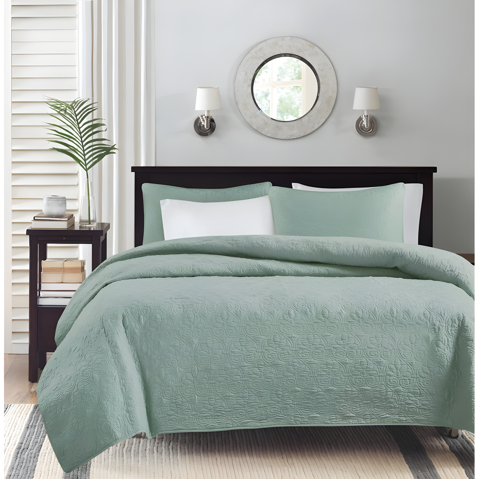Madison Park 3pc King/California King Vancouver Reversible Coverlet Set Seafoam: Includes 2 Shams
