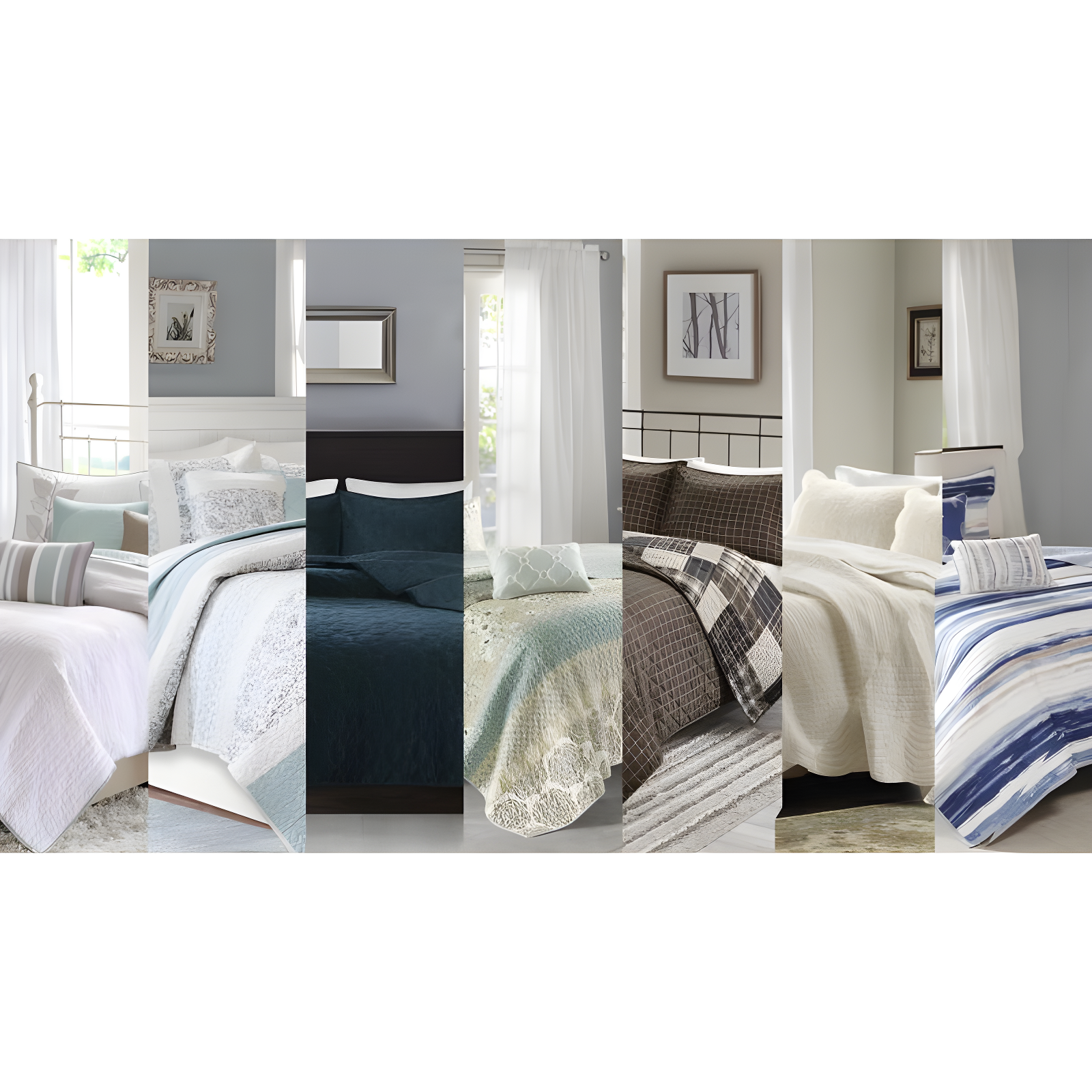 Madison Park 3pc King/California King Vancouver Reversible Coverlet Set Seafoam: Includes 2 Shams
