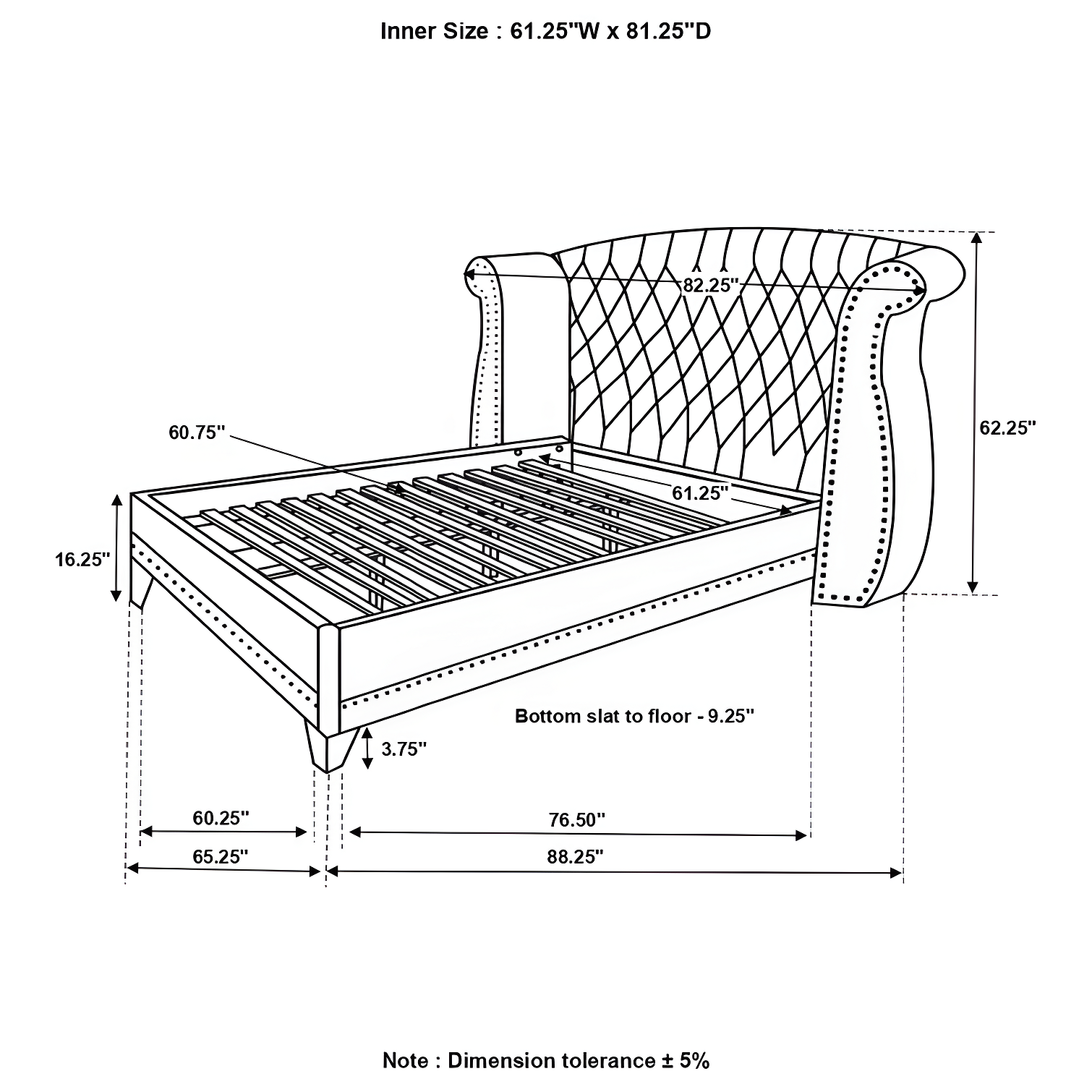 Barzini Upholstered Wingback Bed