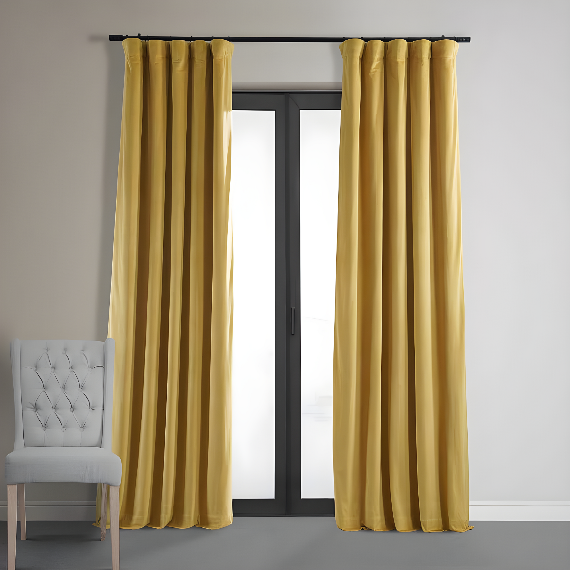 Half Price Drapes Signature Fool's Gold Velvet Blackout Curtains For Bedroom(1 Panel), 50WX 84L